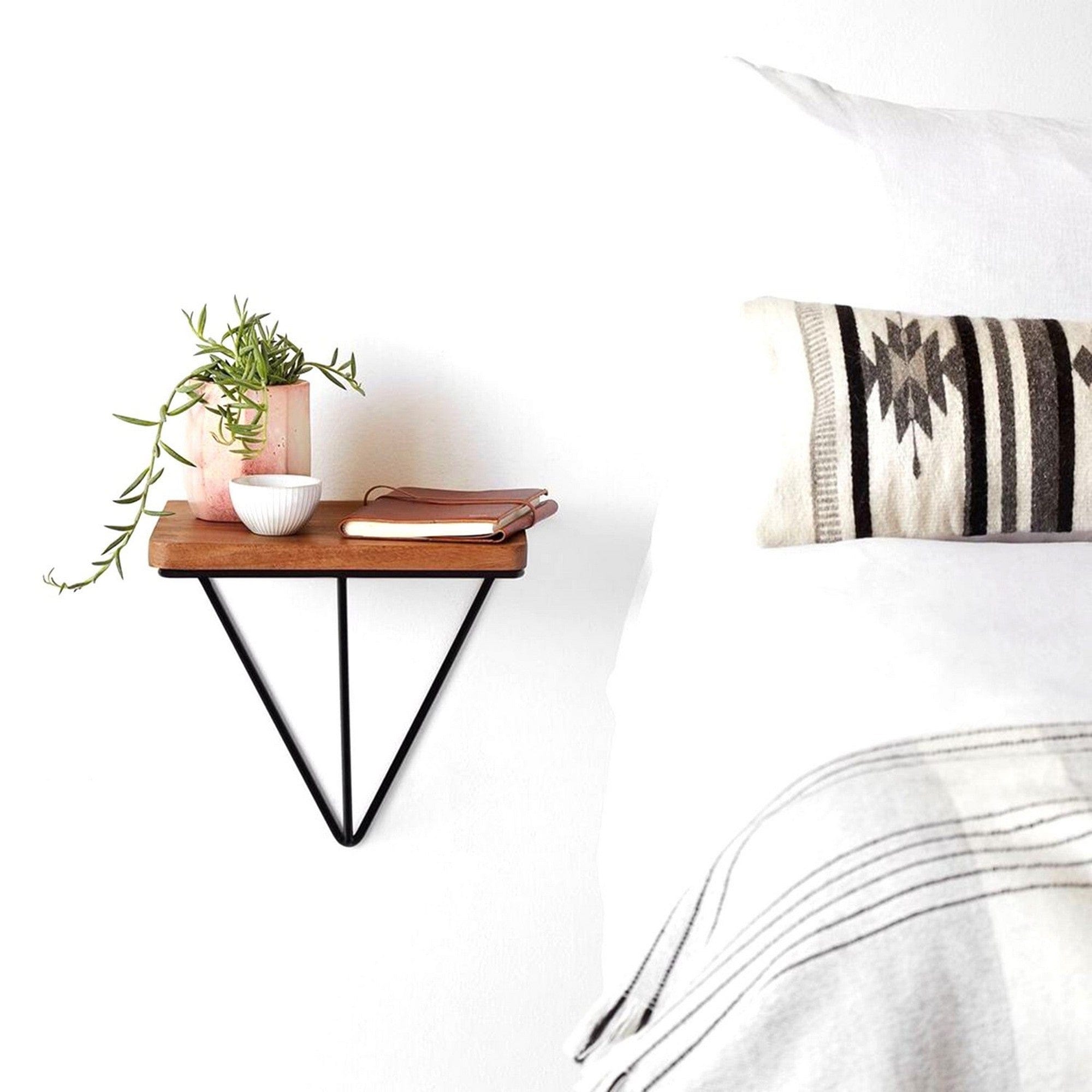 Polita WR037, cires/negru, lemn/metal, 33x28x33 cm