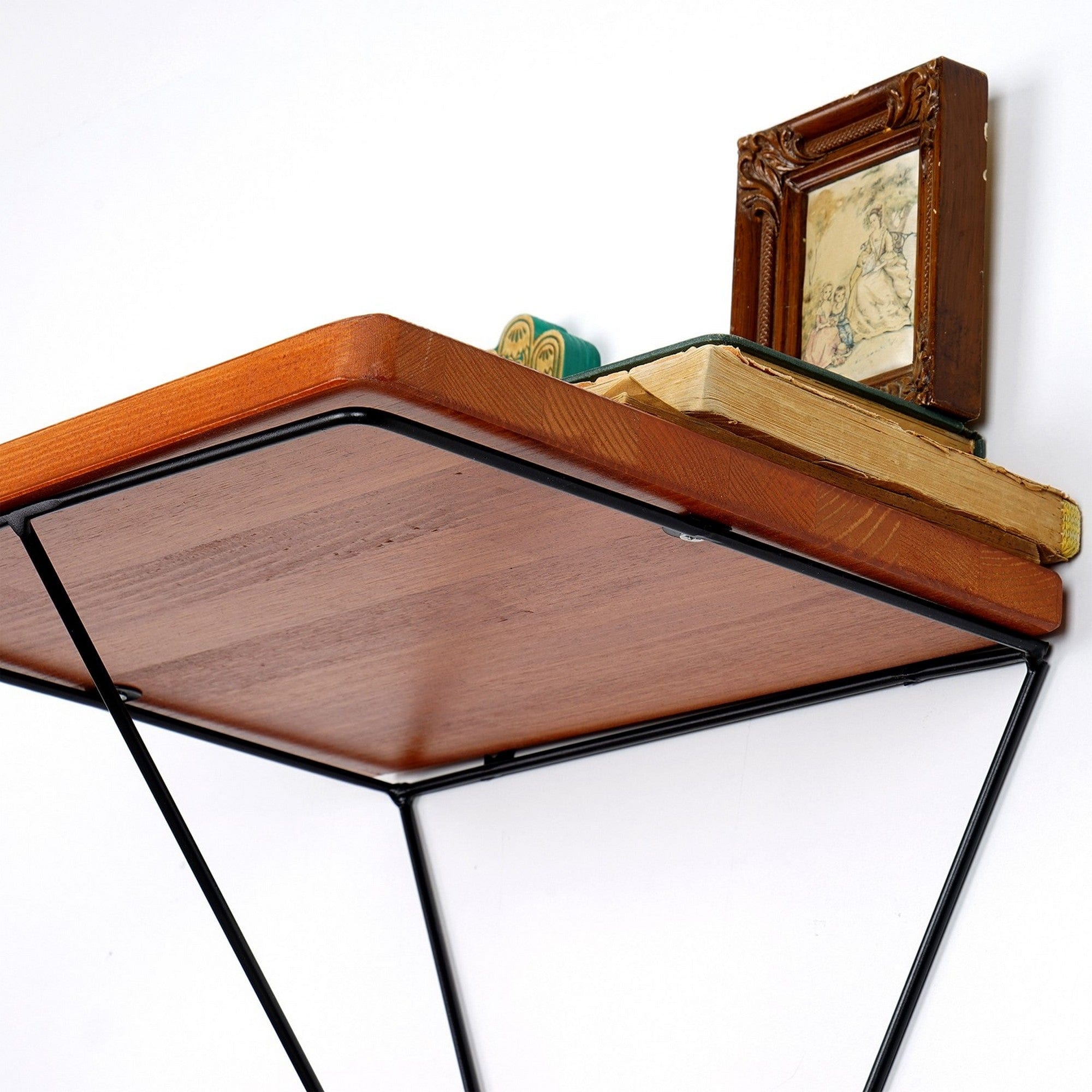 Polita WR037, cires/negru, lemn/metal, 33x28x33 cm