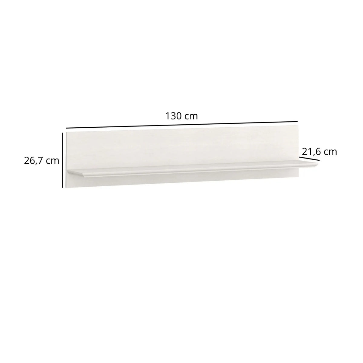 Polita living IRYS, pin alb anderson, PAL laminat, 119x18x26 cm