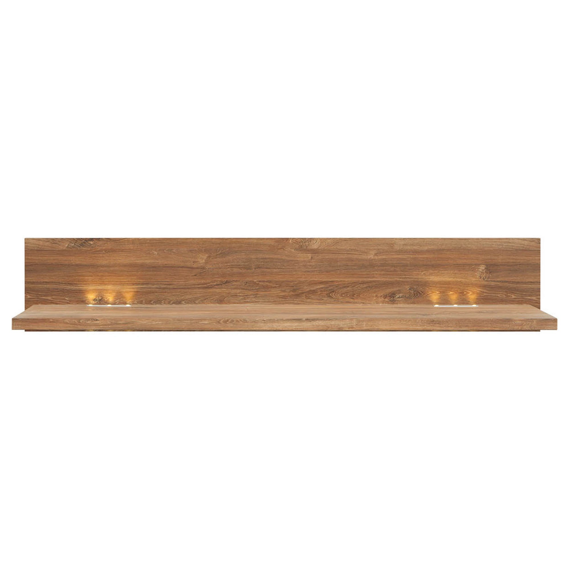 Polita GENT, stejar, PAL, cu iluminare LED, 139x27x25 cm