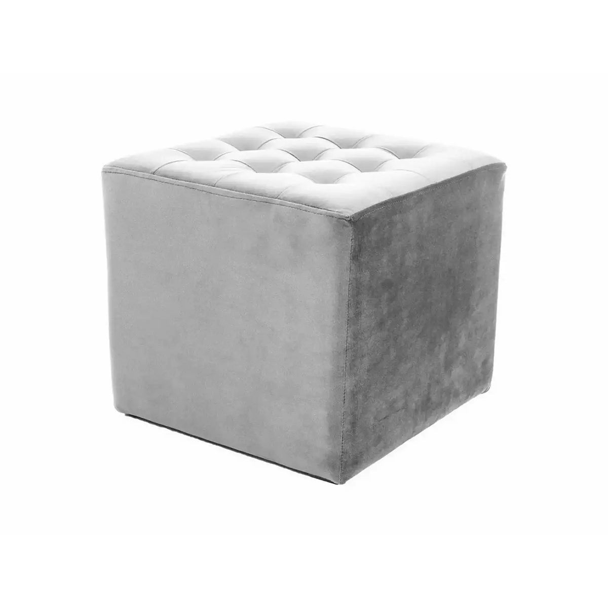 Taburet LORI, stofa catifelata gri deschis, 39x39x34 cm