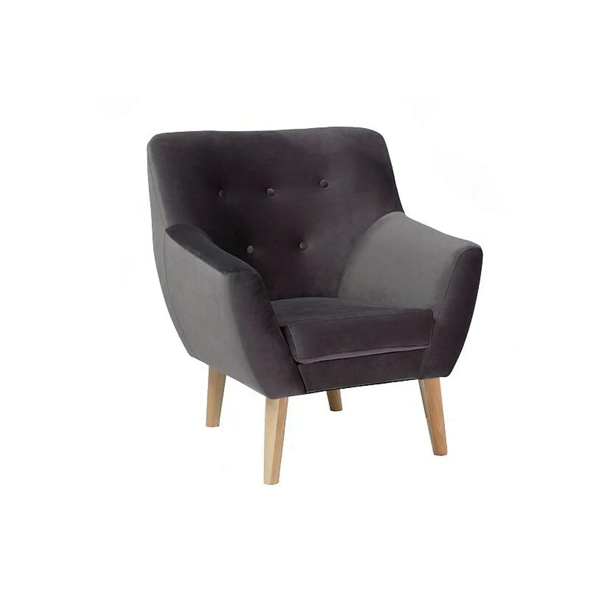Fotoliu NORDIC 1, stofa catifelata gri - Bluvel 14, 76x75x90 cm