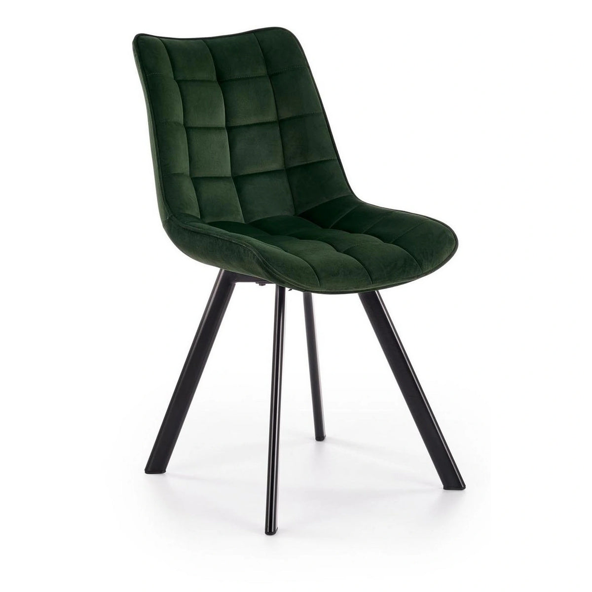 Scaun tapitat stofa K332, verde inchis/negru, catifea/metal, 46x61x84 cm