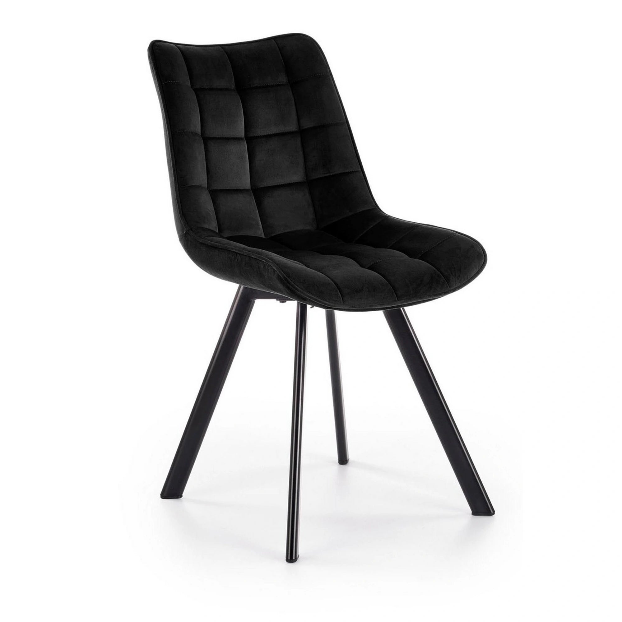 Scaun tapitat modern K332, negru, stofa catifelata/metal, 46x61x84 cm