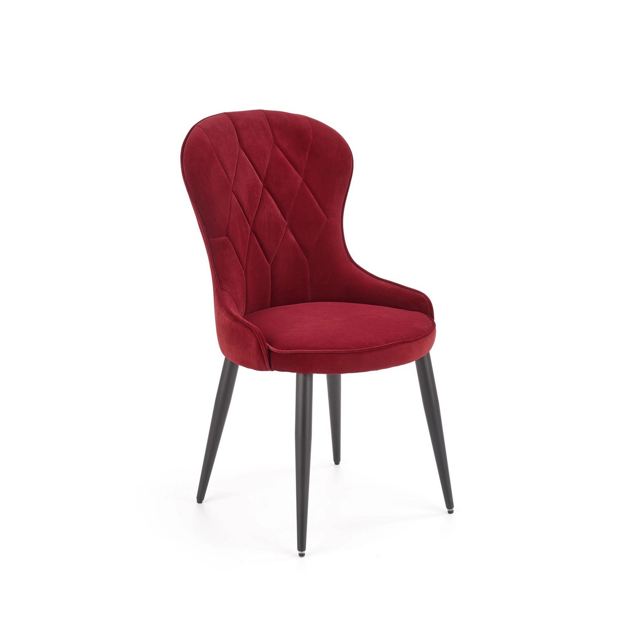 Scaun bucatarie visiniu/negru K366, stofa catifelata/metal, 52x58x92 cm