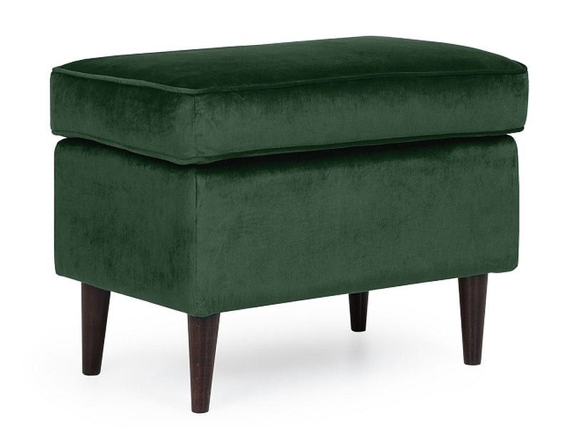 Taburet RON, stofa catifelata verde inchis, 60x40x43 cm