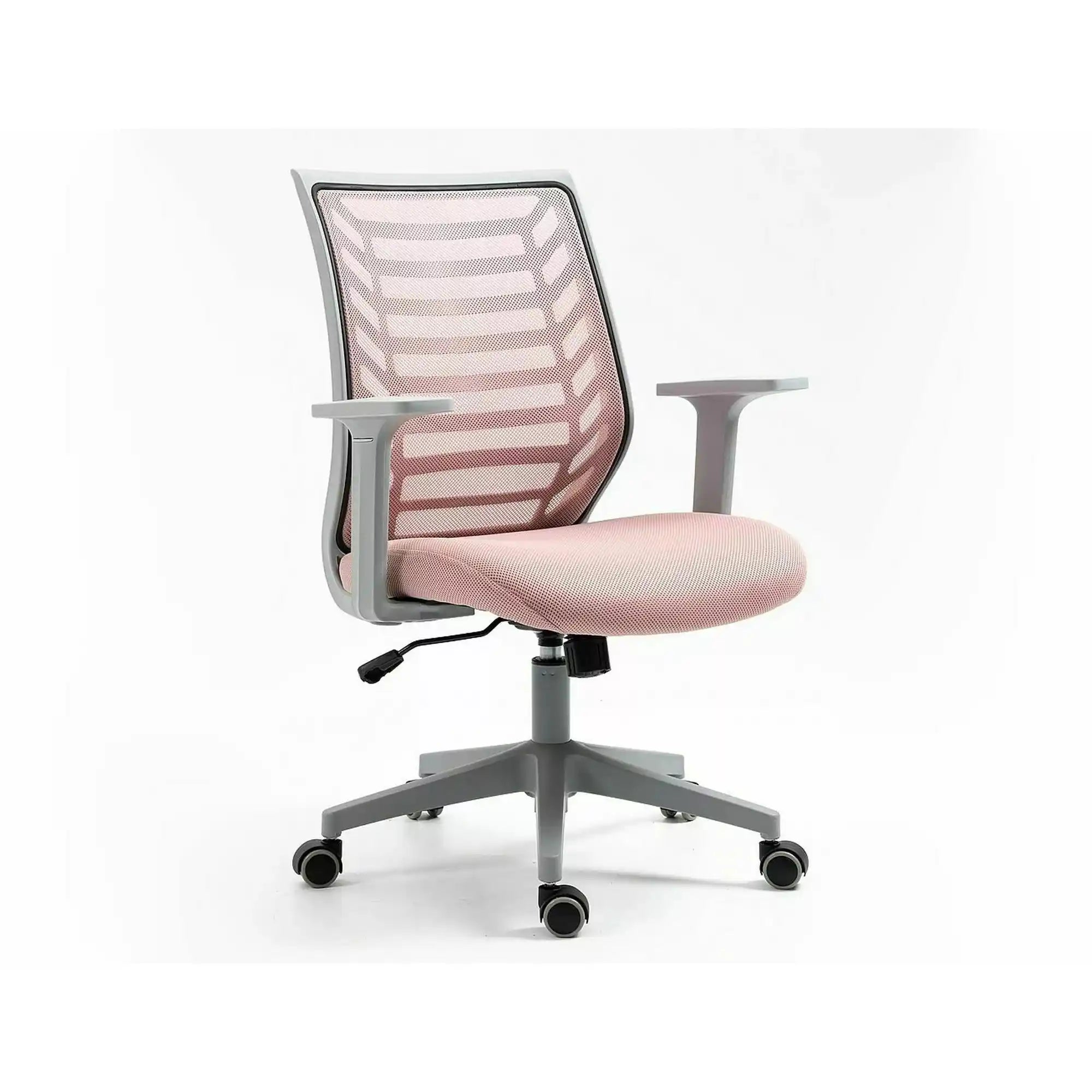 Scaun birou Q-320, roz/gri, stofa/plastic, 60x44x93/103 cm