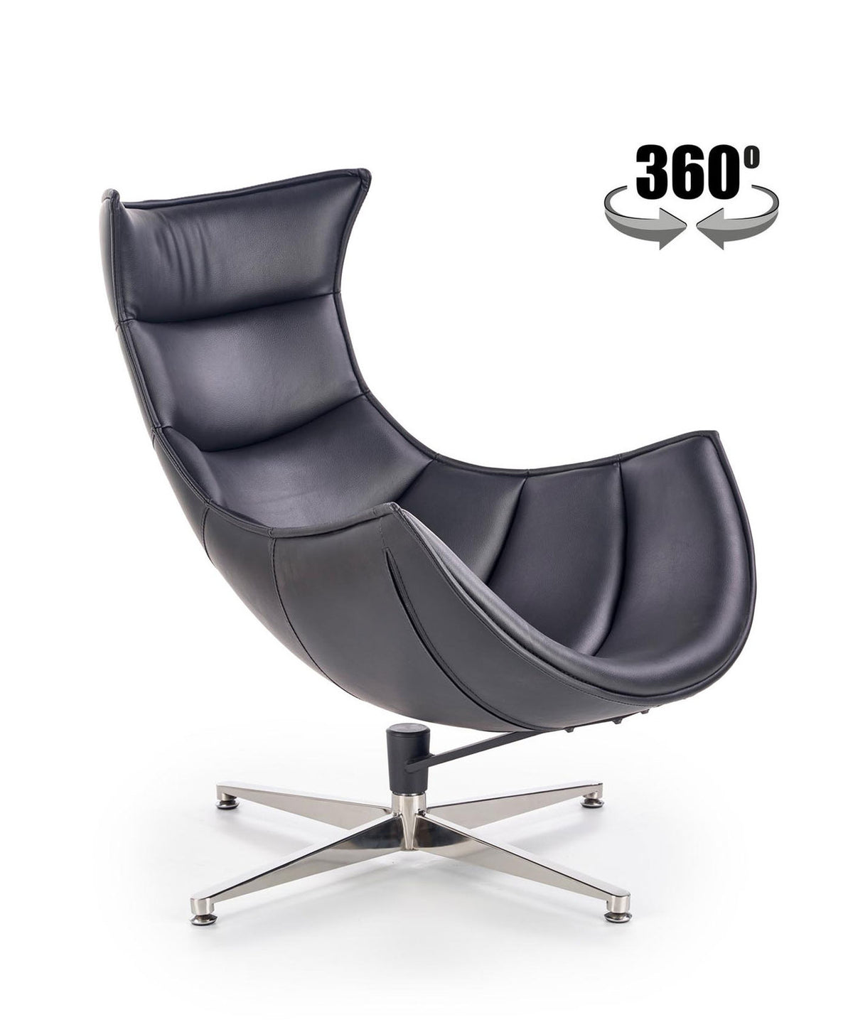 Fotoliu birou LUXOR, negru/crom, piele ecologica/metal, 86x84x96 cm
