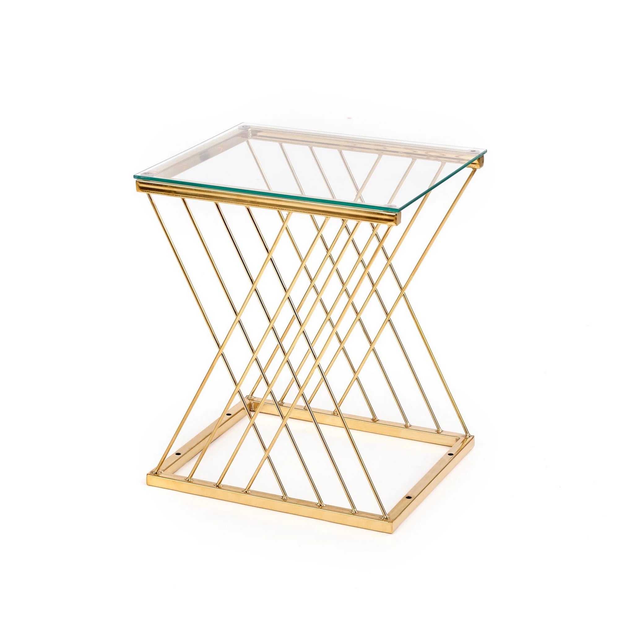 Masuta cafea NANCY, transparent/auriu, sticla/otel, 45x39x52 cm