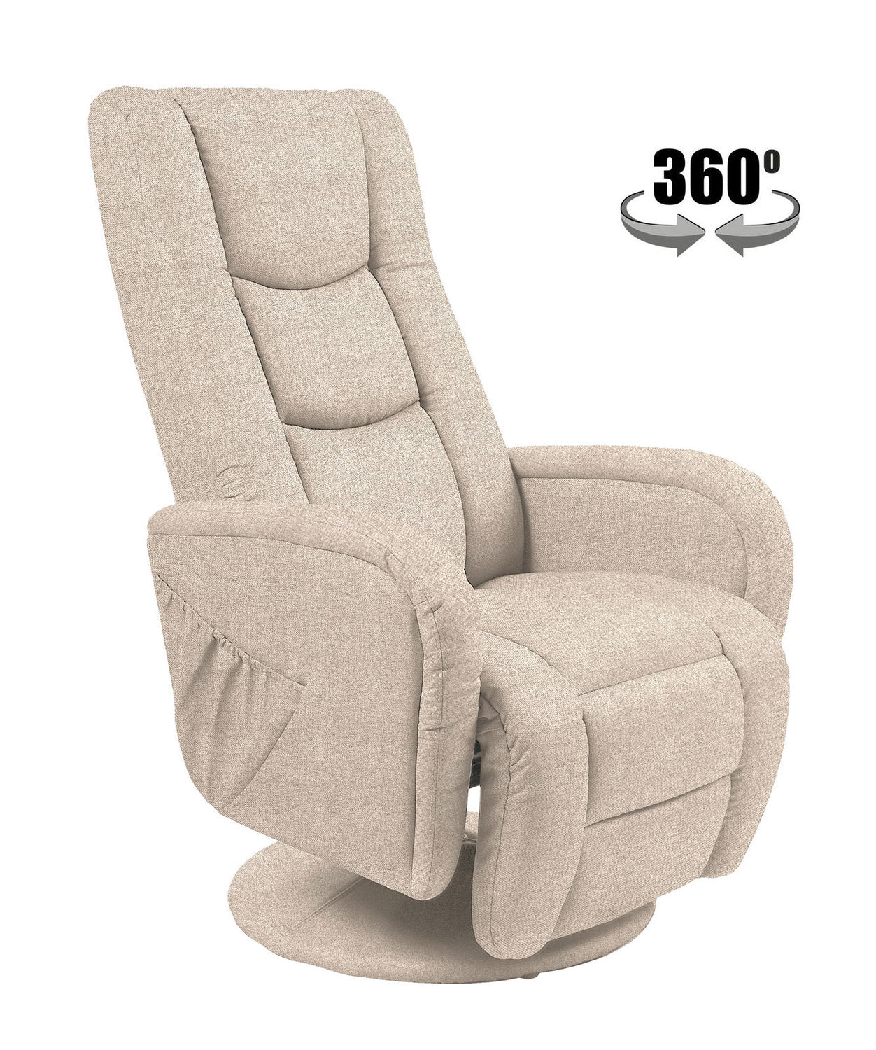 Fotoliu recliner PULSAR 2, bej, stofa/PVC, 68x85/135x85/106 cm