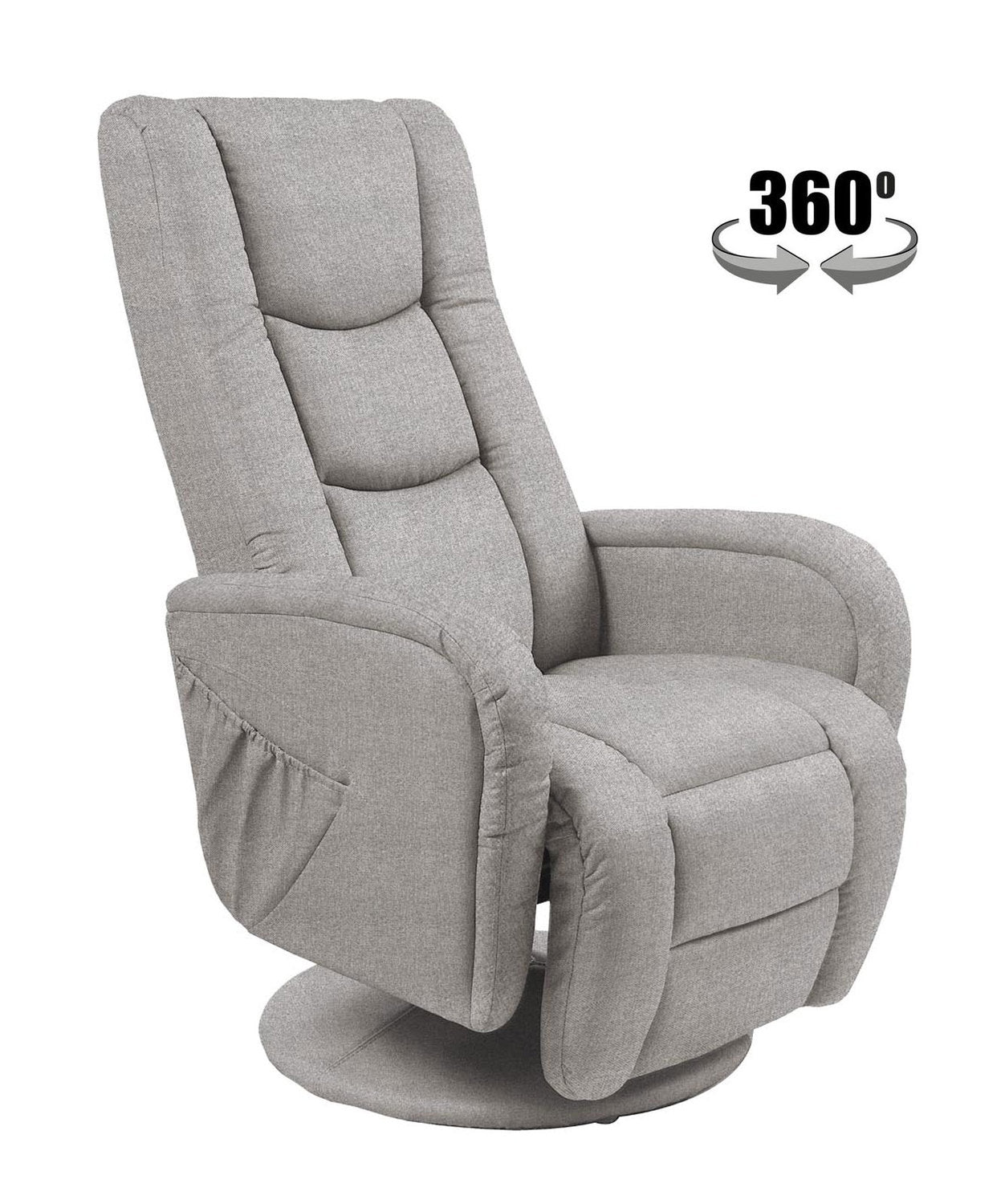 Fotoliu recliner PULSAR 2, gri, stofa/PVC, 68x85/135x85/106 cm