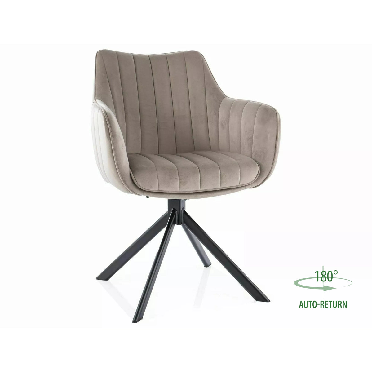 Scaun living rotativ AZALIA, bej inchis/negru, stofa catifelata/metal, 61x44x86 cm
