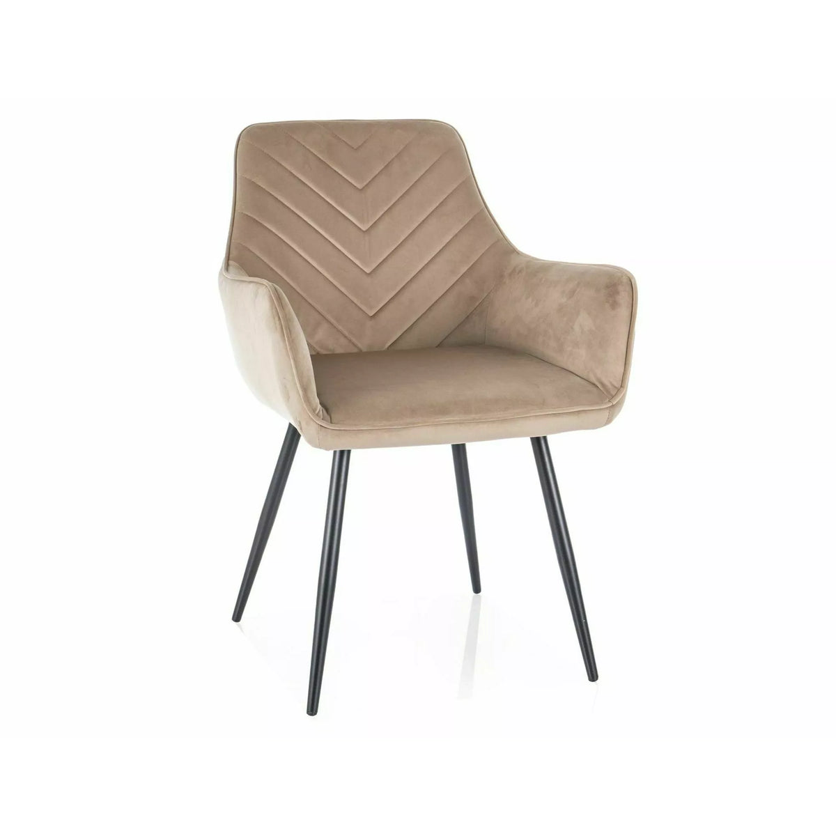 Scaun de living modern FIG, bej/negru, stofa catifelata/metal, 57x47x85 cm