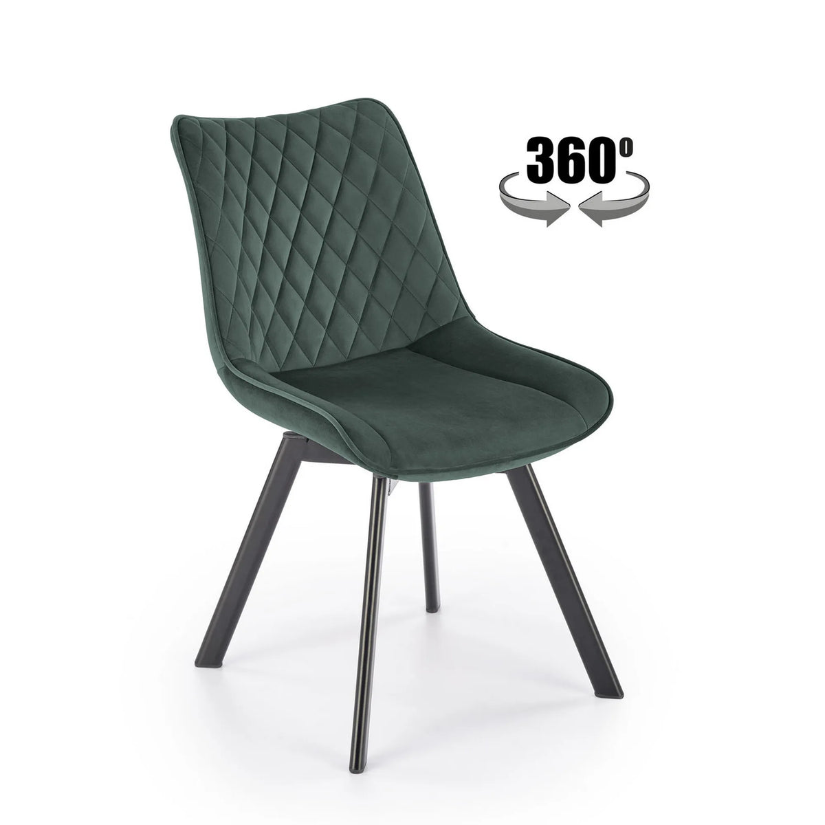 Scaun tapitat K520, verde/negru, stofa catifelata, 45x63x80 cm