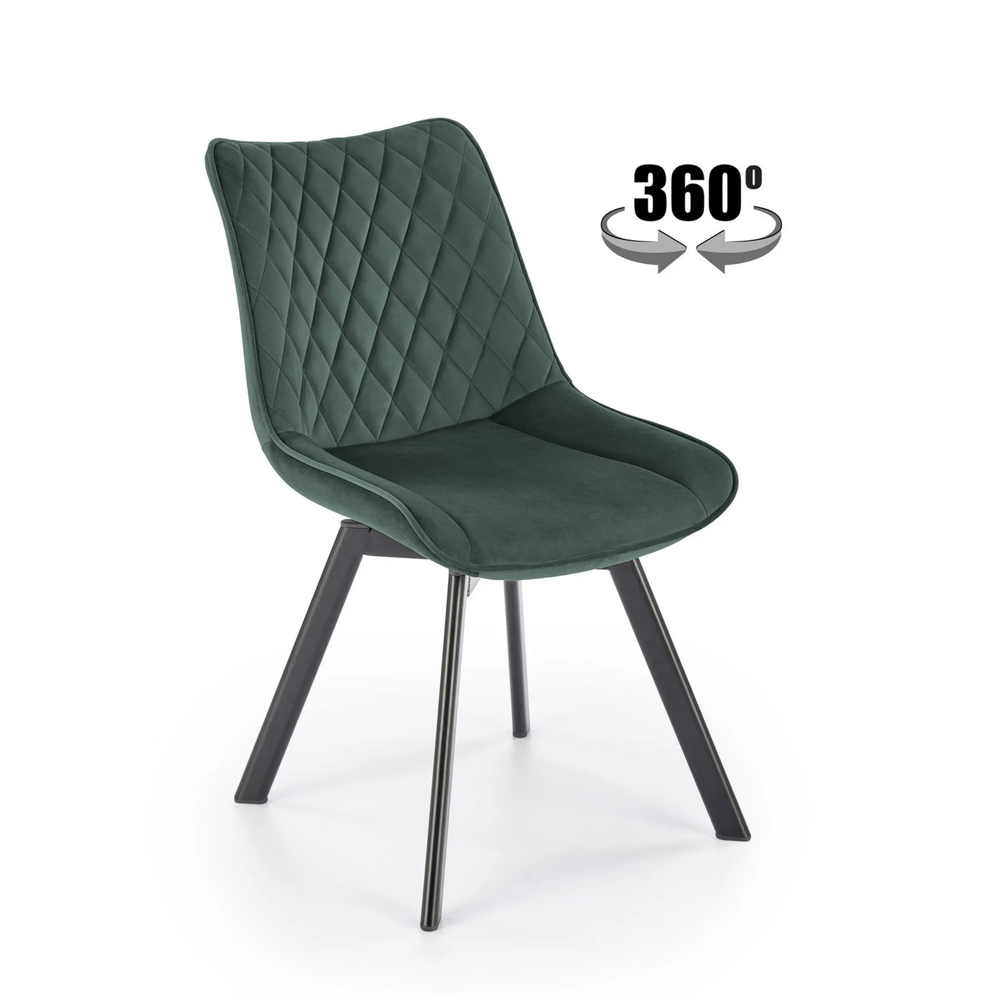 Scaun tapitat K520, verde/negru, stofa catifelata, 45x63x80 cm