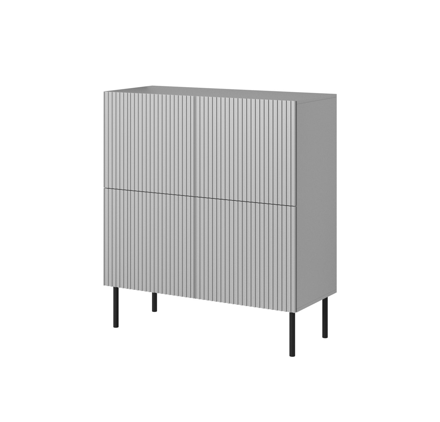 Comoda ASENSIO, gri mat/negru, PAL laminat, 100x42x110 cm
