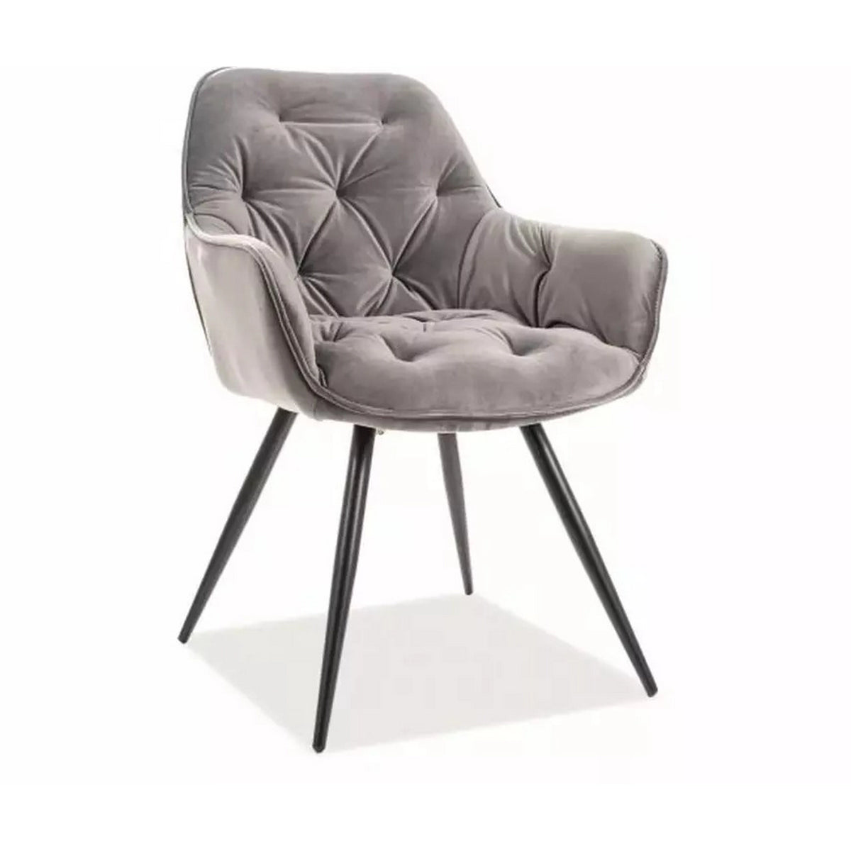 Scaun tapitat modern CHERRY, gri/negru, stofa catifelata/metal, 58x57x87 cm