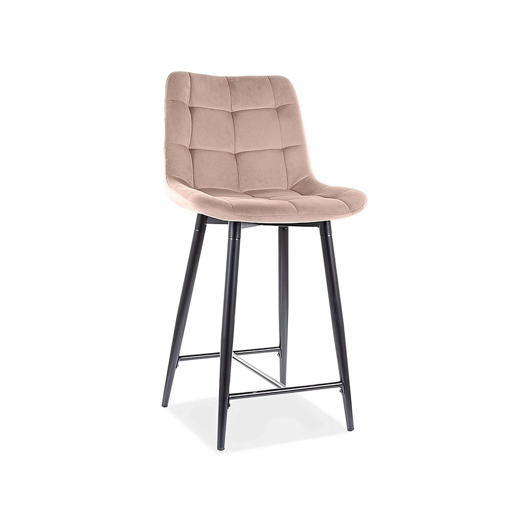 Scaun bar textil CHIC H-2, bej - Bluvel 28/negru, stofa catifelata/metal, 46x51x90 cm