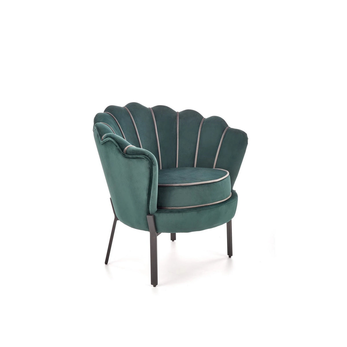 Fotoliu ANGELO, verde/negru, stofa catifelata/otel, 73x73x75 cm