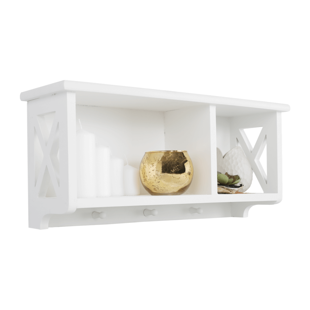 Raft RAFAELLO, alb, lemn, 55x17x25 cm