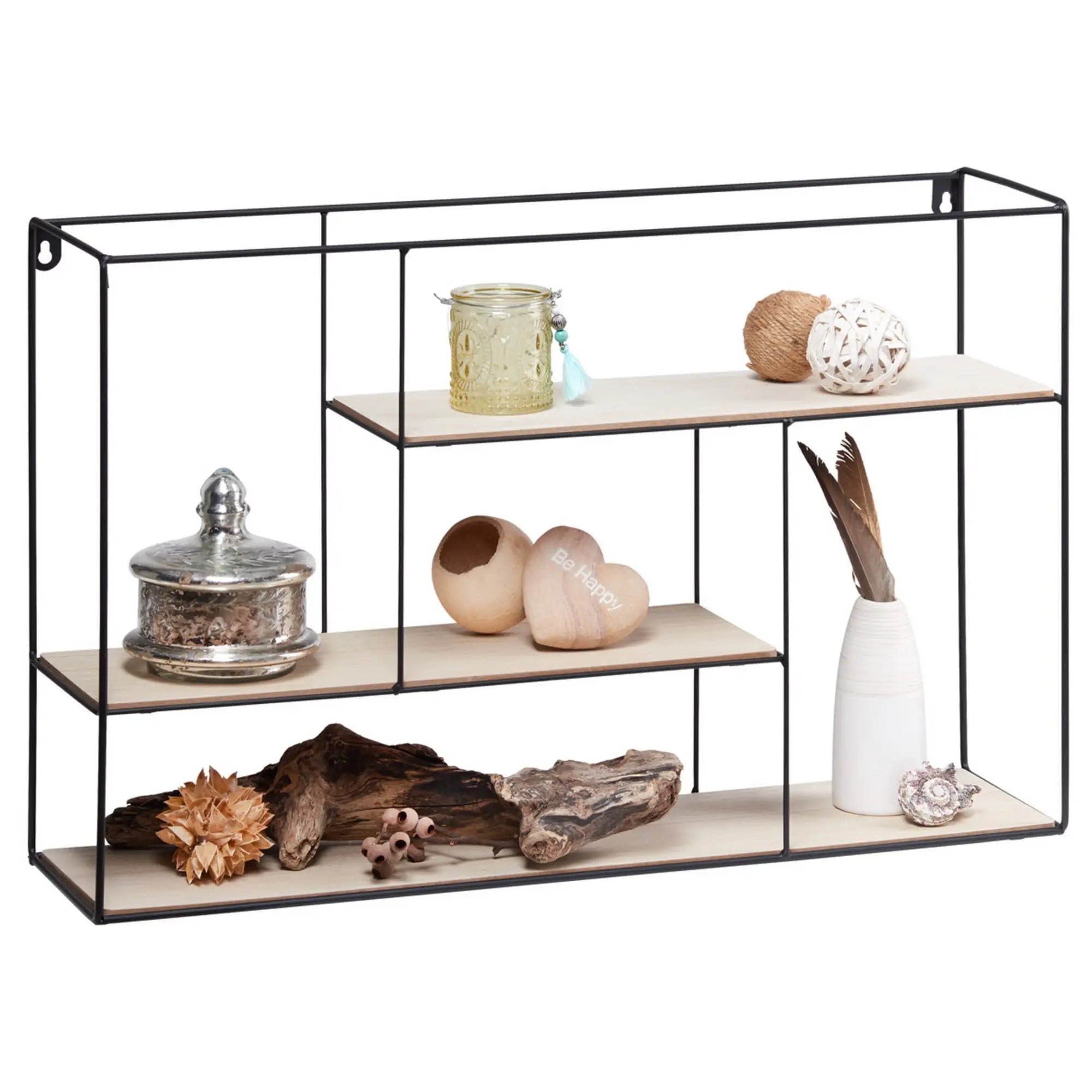 Raft ANNIKA, stejar/negru, 60x16x38 cm