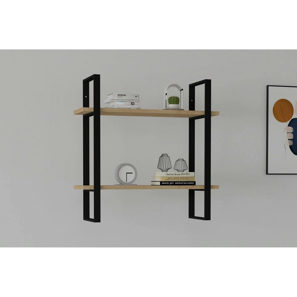 Raft BUBA, stejar/negru, PAL melaminat, 70x22x70 cm