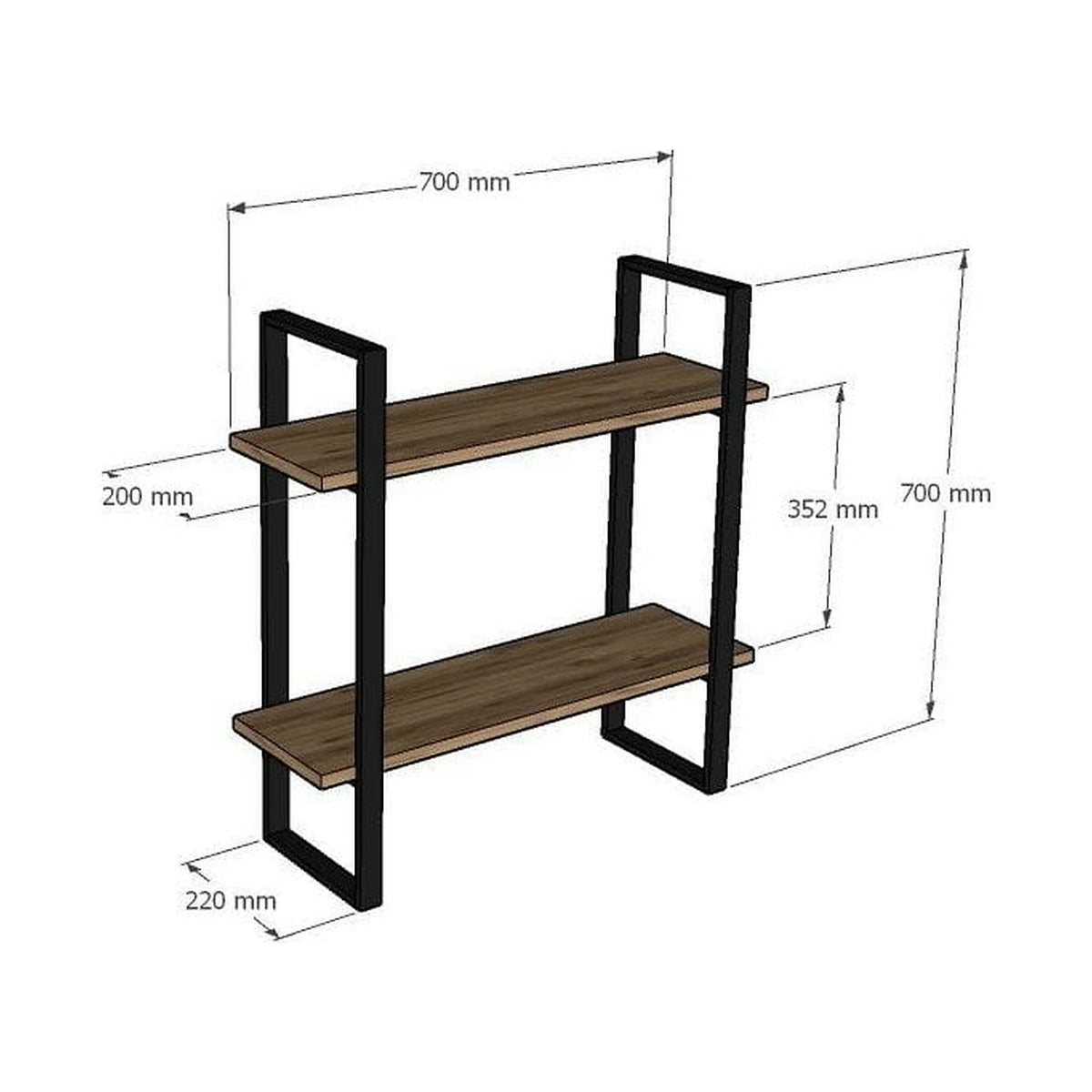 Raft BUBA, stejar/negru, PAL melaminat, 70x22x70 cm