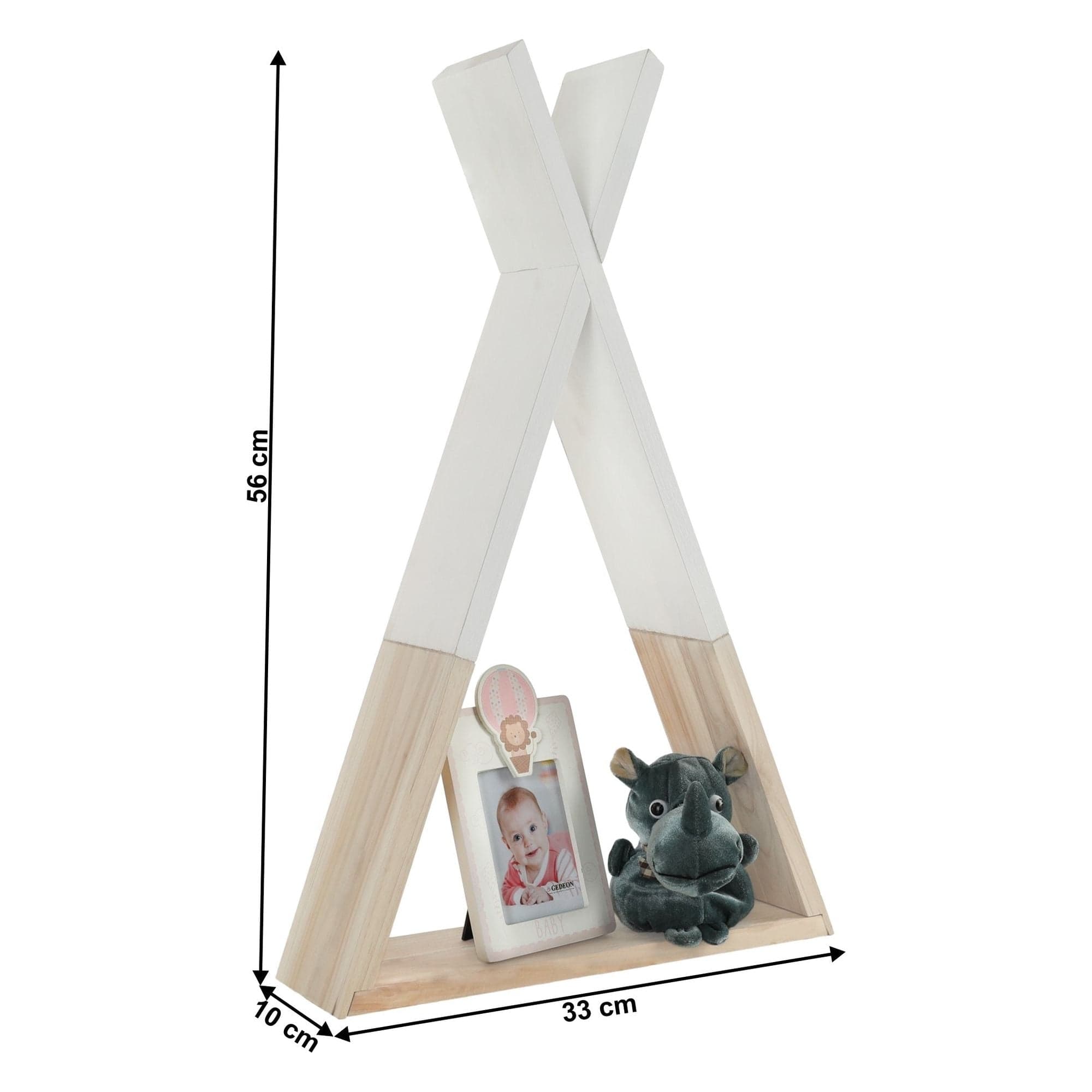 Raft copii JOLI, alb/stejar, 33x10x56 cm