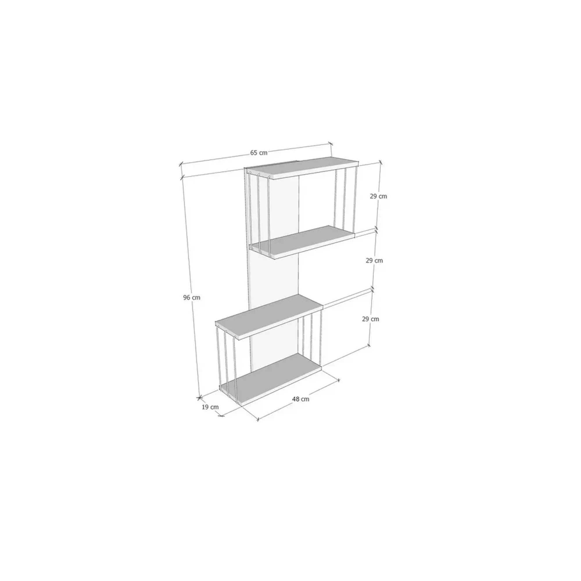 Raft DESTAN, pin/gri antracit, PAL melaminat, 48x19x96 cm