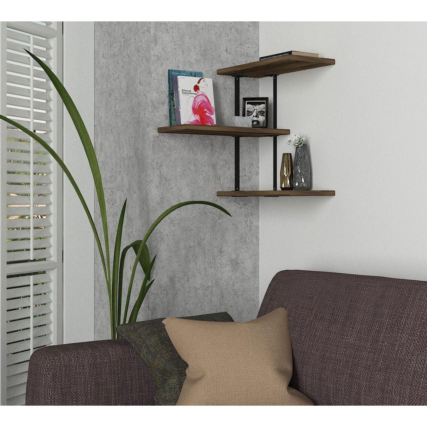 Raft FRISBI, nuc/negru, PAL melaminat, 45x20x47 cm