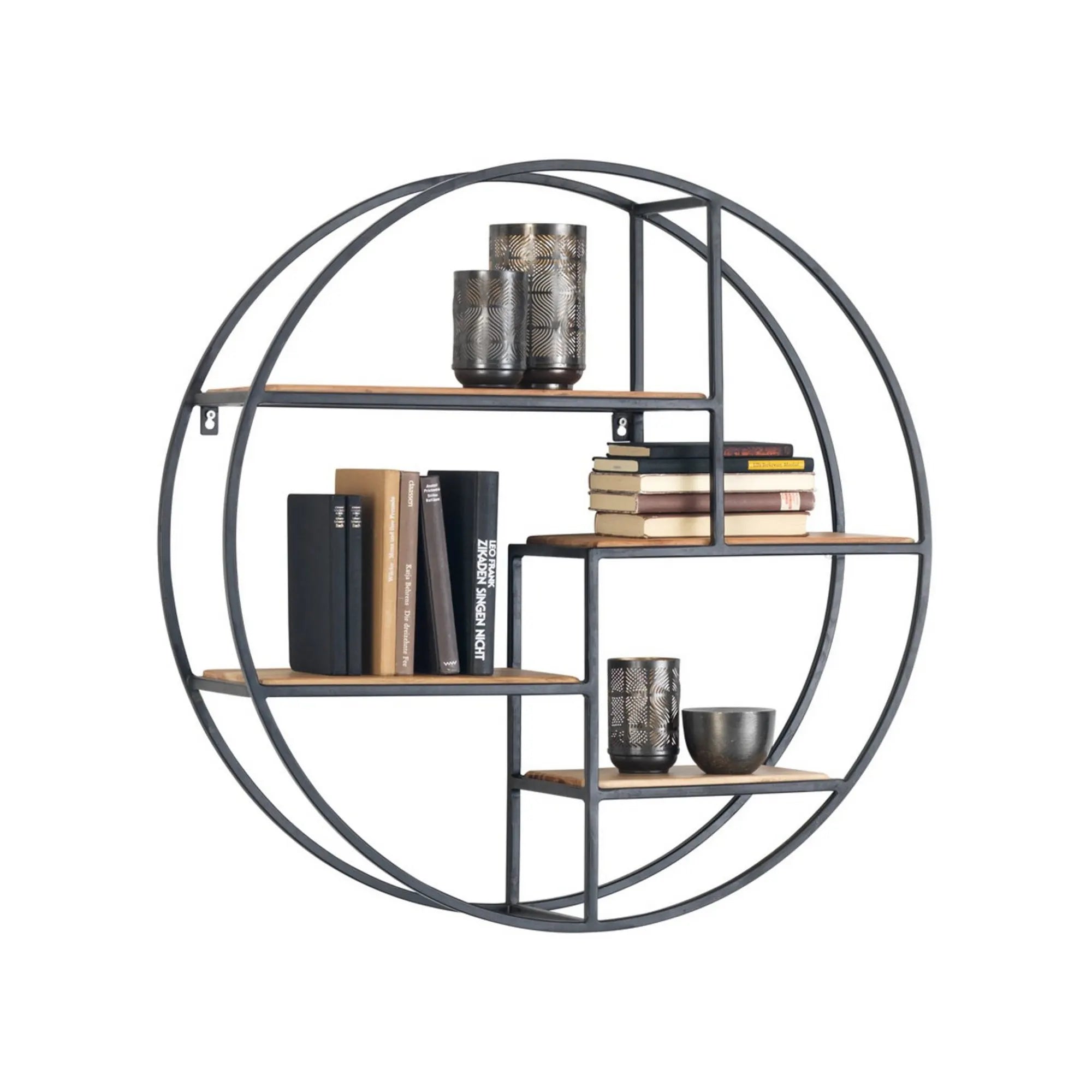 Raft FUZ, stejar/negru, metal/lemn, 60x16x60 cm