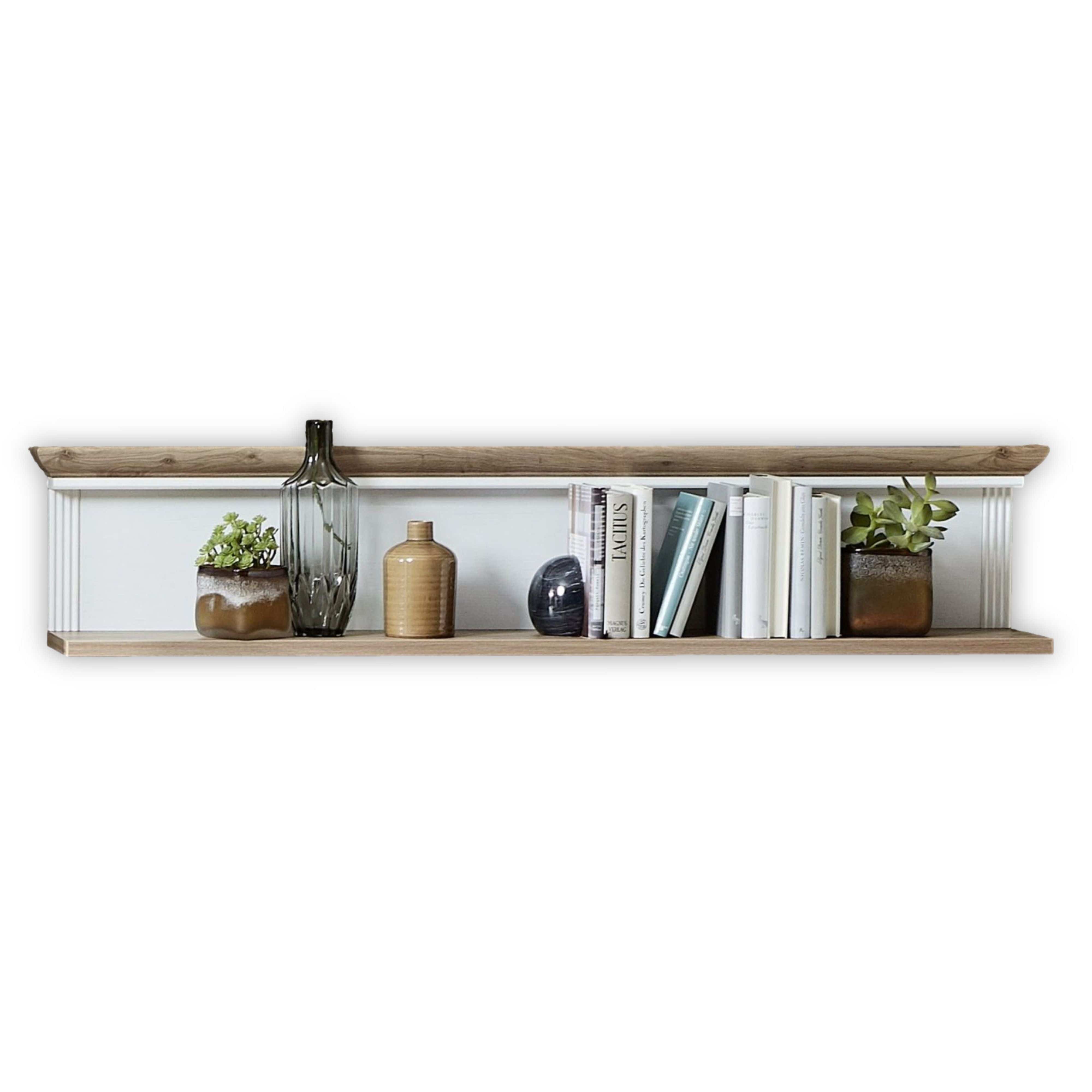 Raft JASMIN, alb/stejar artisan, PAL laminat, 142x20x29 cm
