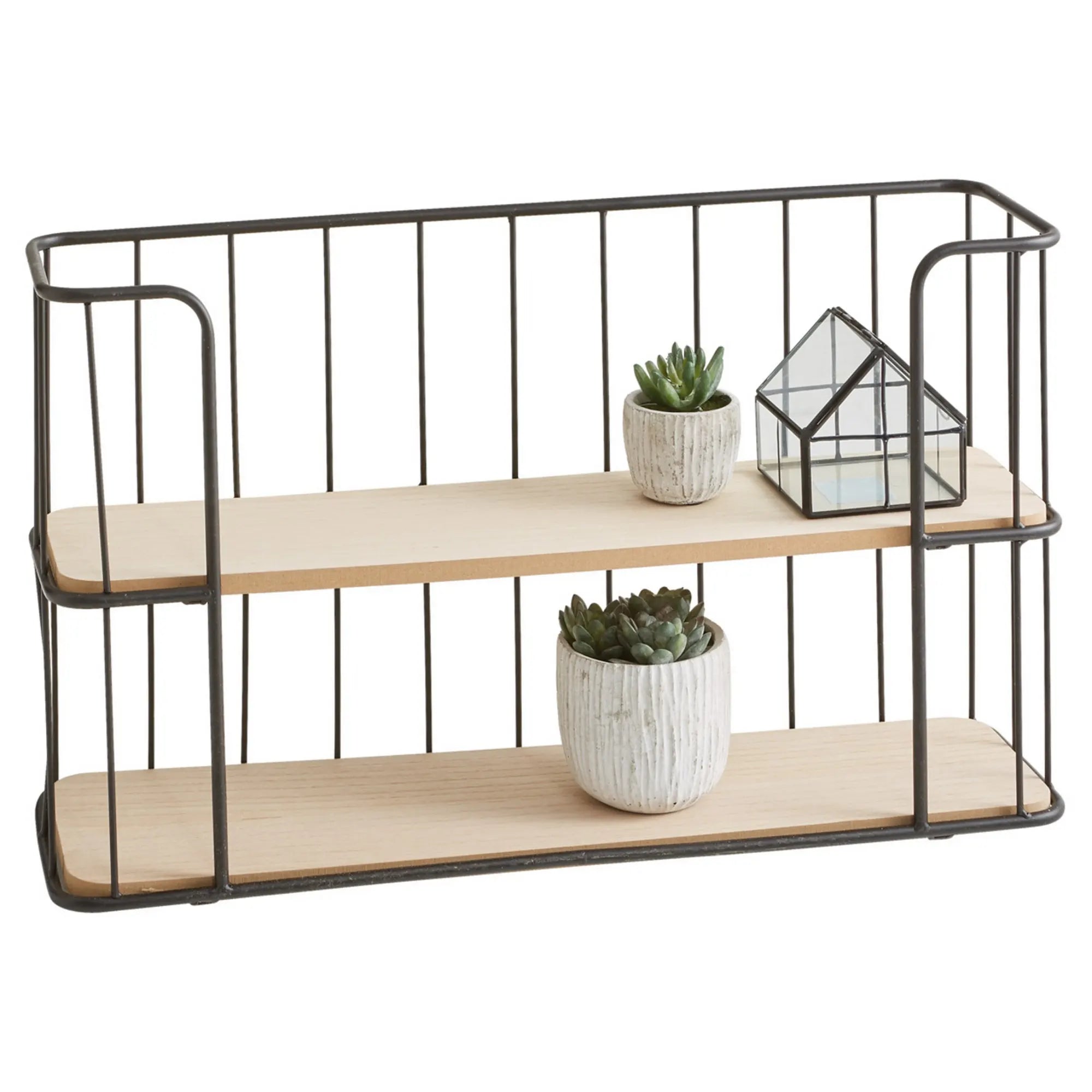 Raft JENS, negru/stejar, 60x17x35 cm