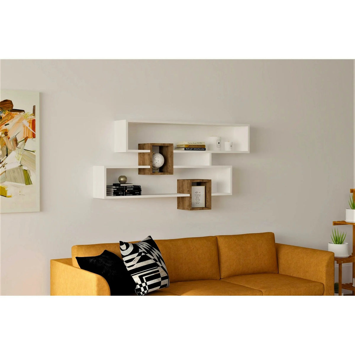 Raft KAREN, alb/nuc, PAL melaminat, 120x22x75 cm