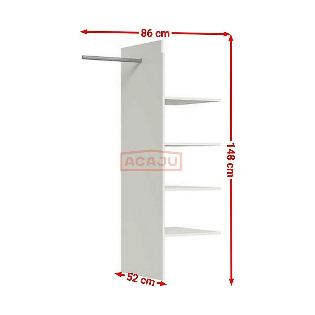 Raft KASPIAN, alb, PAL/metal, 86x52x148 cm