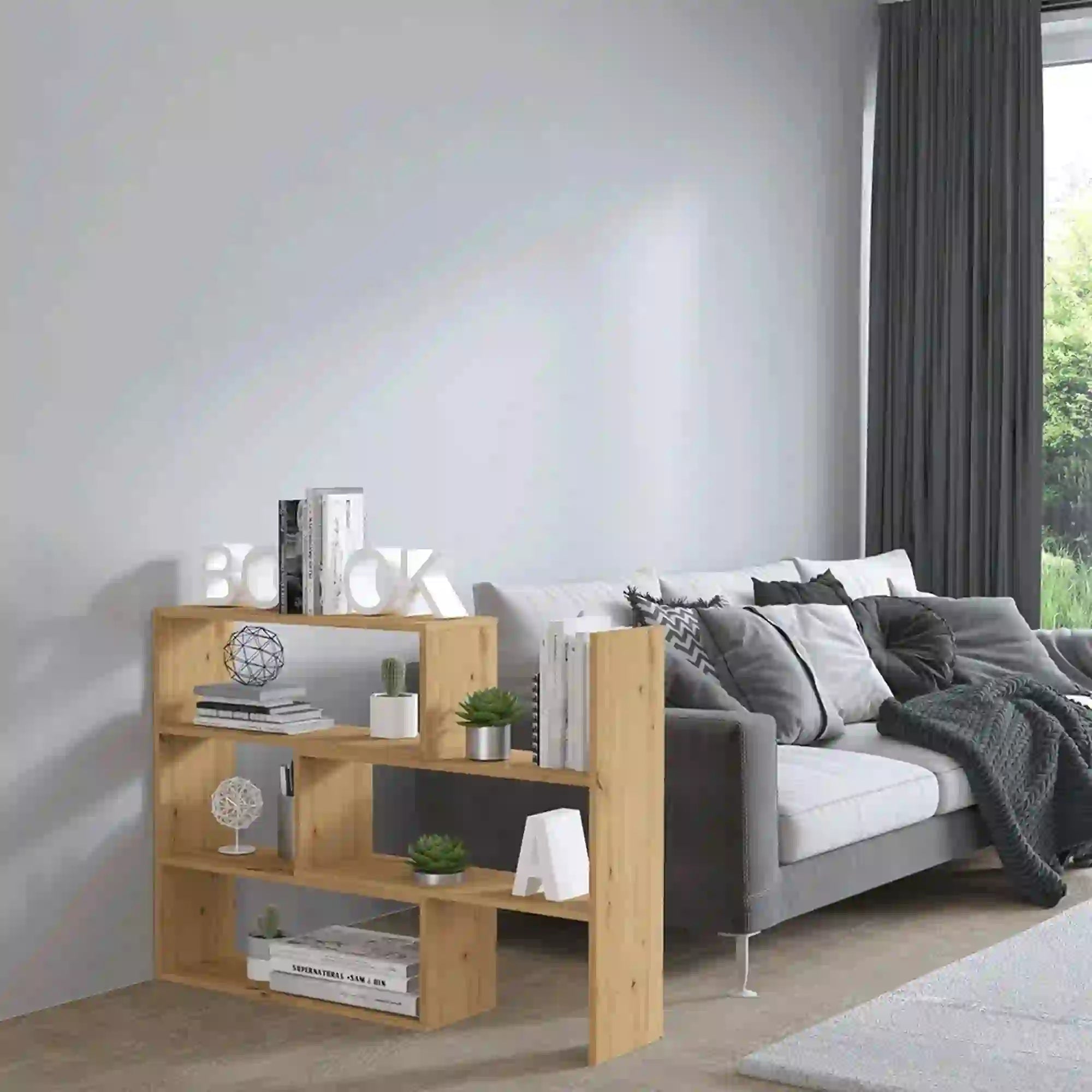 Raft KLOE III, stejar artisan, DTD laminat, 73/125x24x83 cm