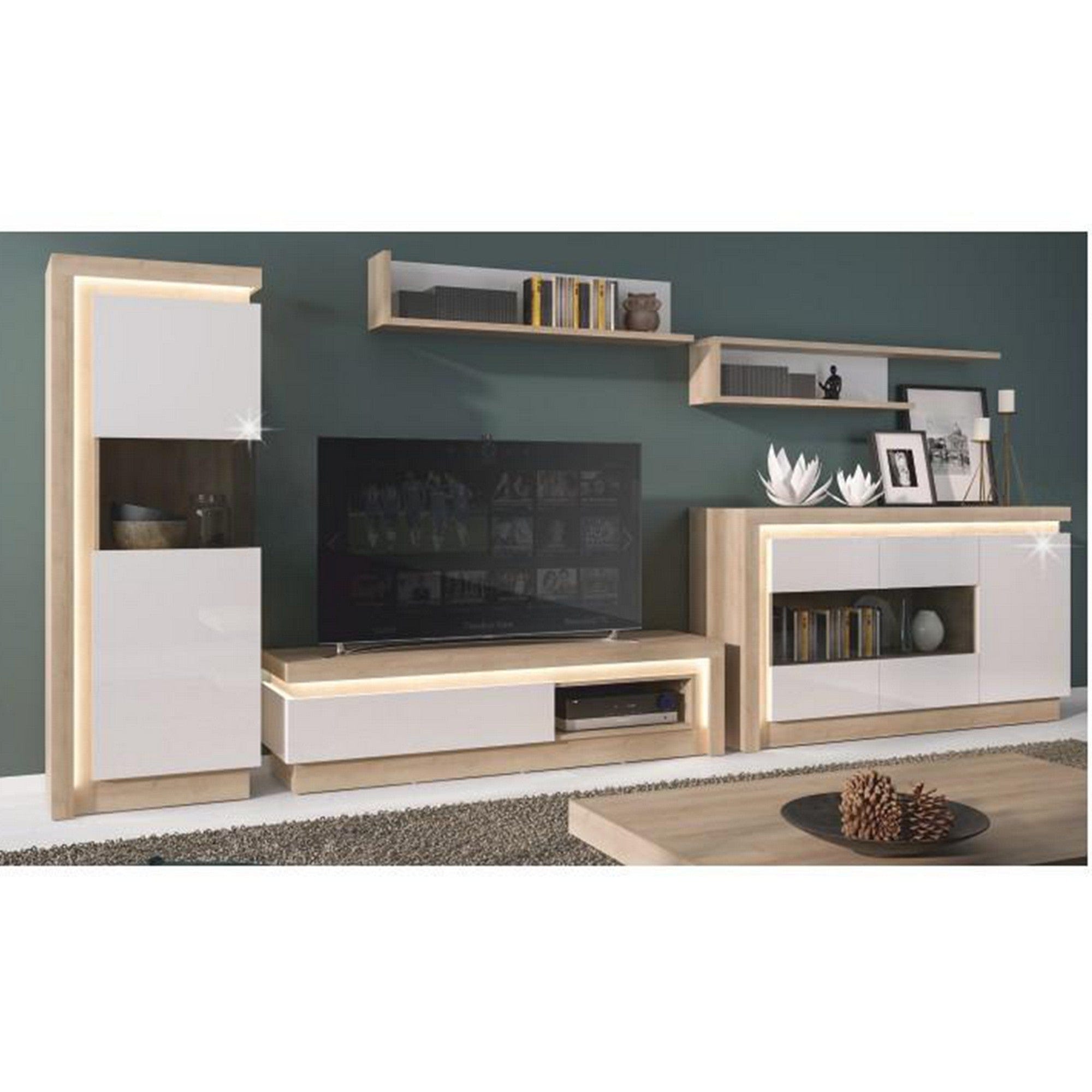 Raft LEONARDO LYOP01, stejar riviera/alb, DTD laminat, 120x20x25 cm