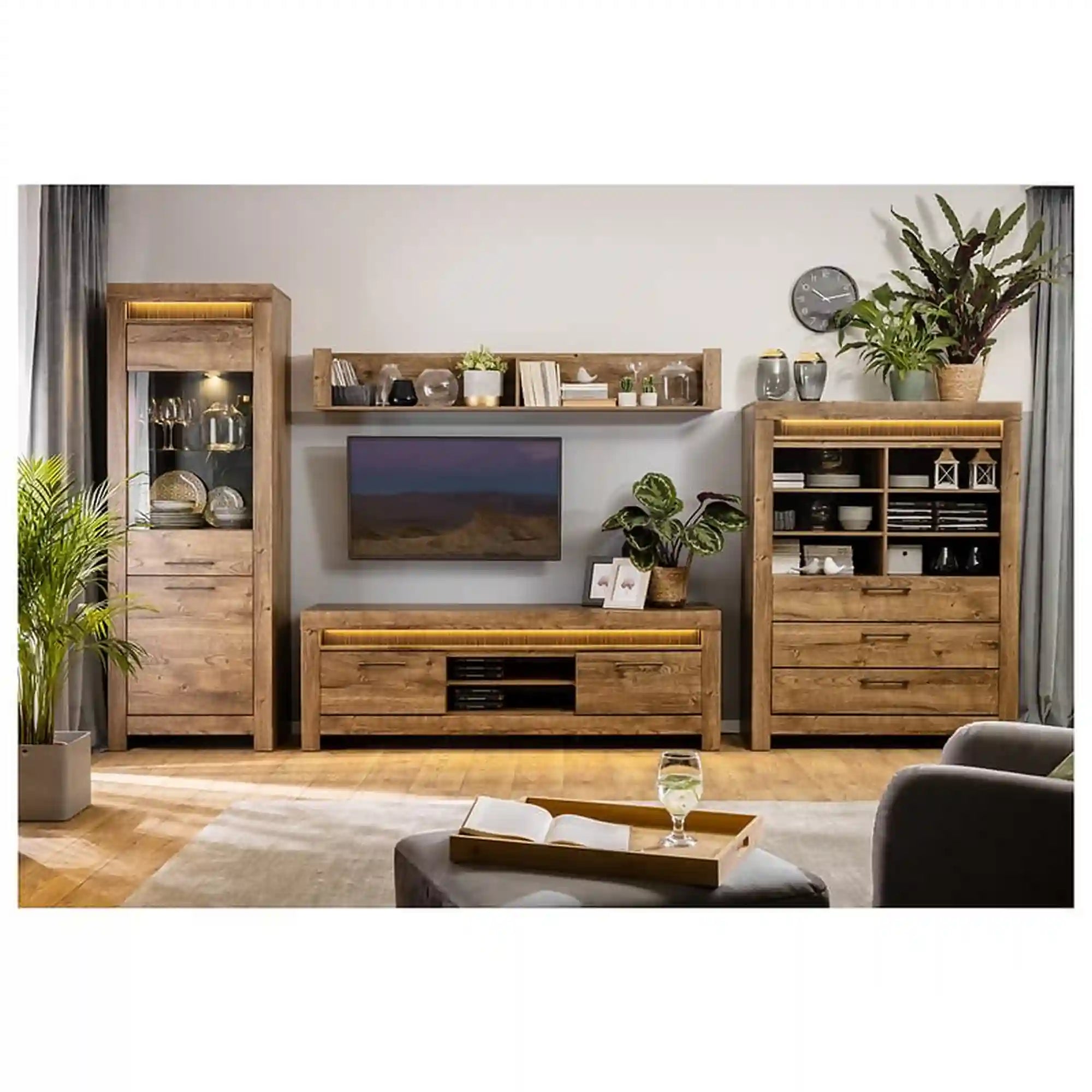 Raft TORIN, stejar ribbeck, PAL, 180x27x27 cm