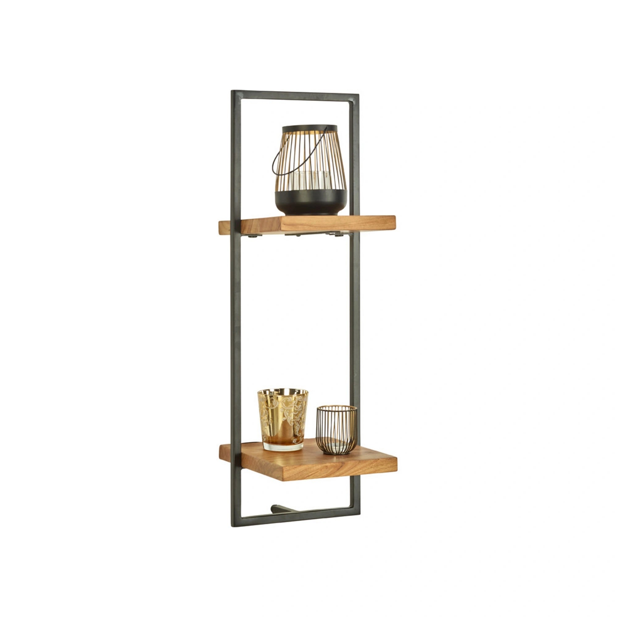 Raft VALO, stejar/negru, lemn/metal, 25x25x75 cm