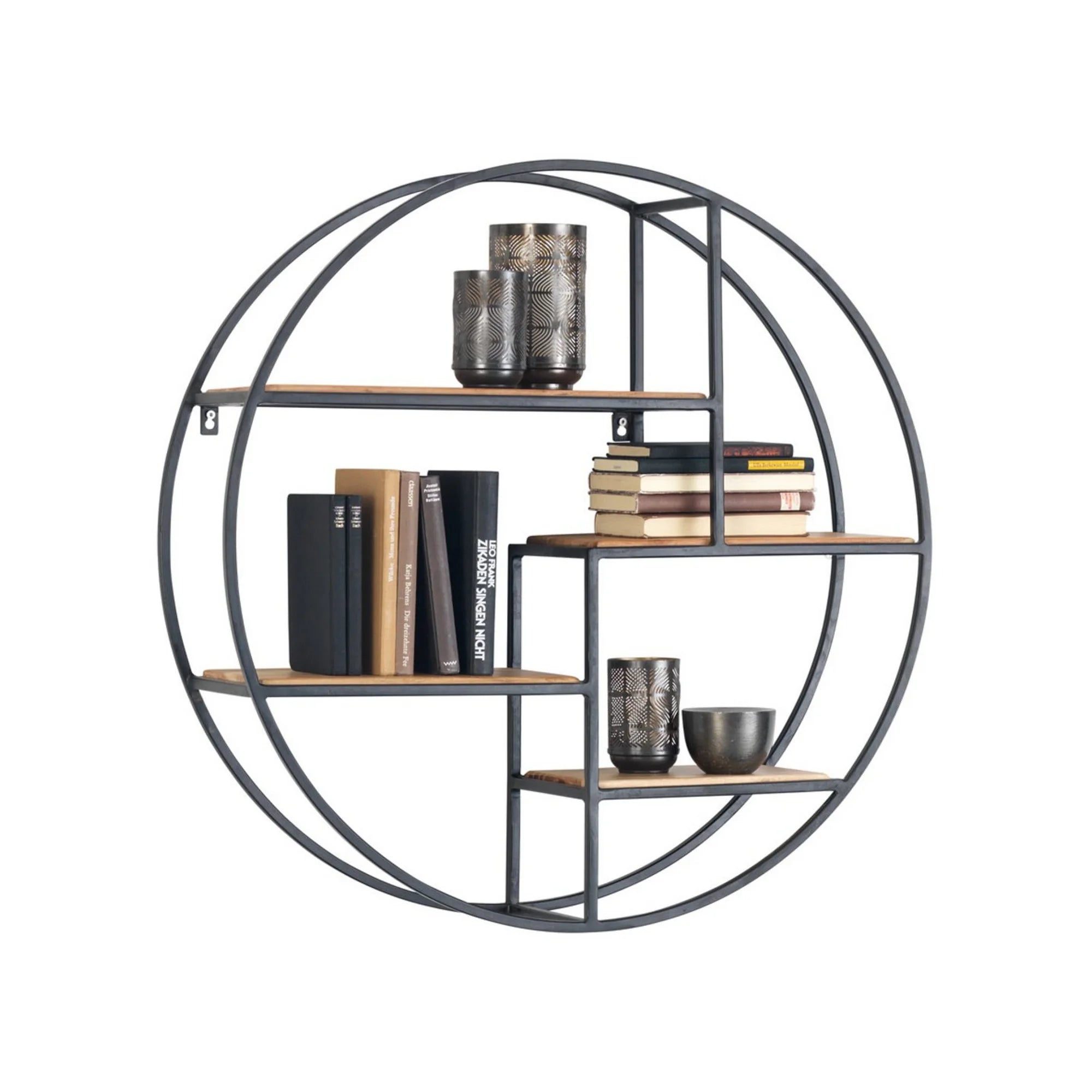 Raft VERO, stejar/negru, lemn/metal, 80x22x80 cm