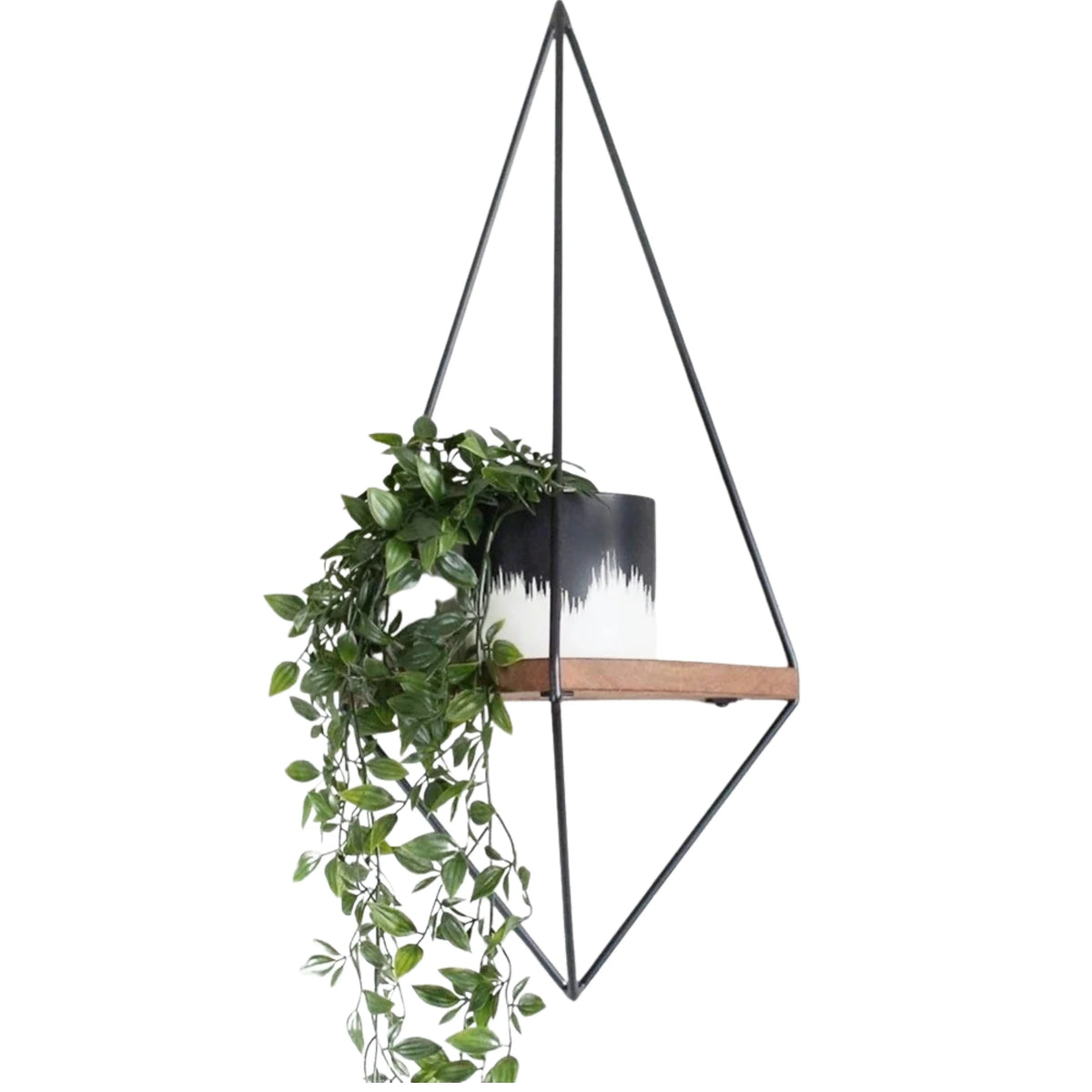 Raft WR039, nuc/negru, lemn de molid/metal, 60x15x23 cm