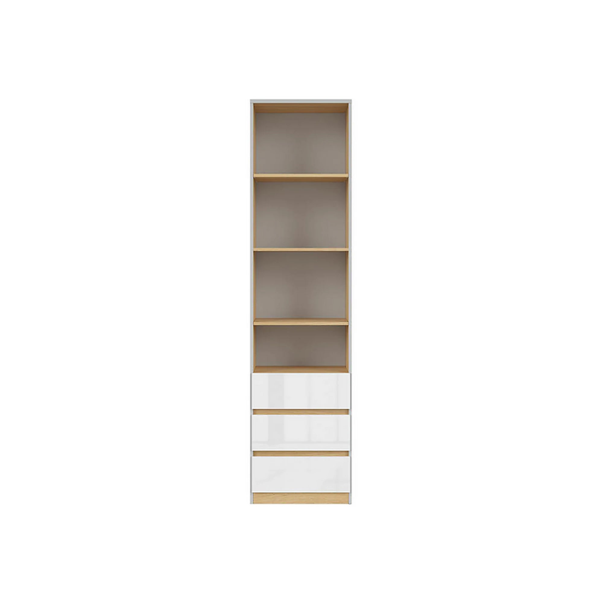 Biblioteca NANDU, gri deschis/stejar, PAL laminat, 39x50x201 cm
