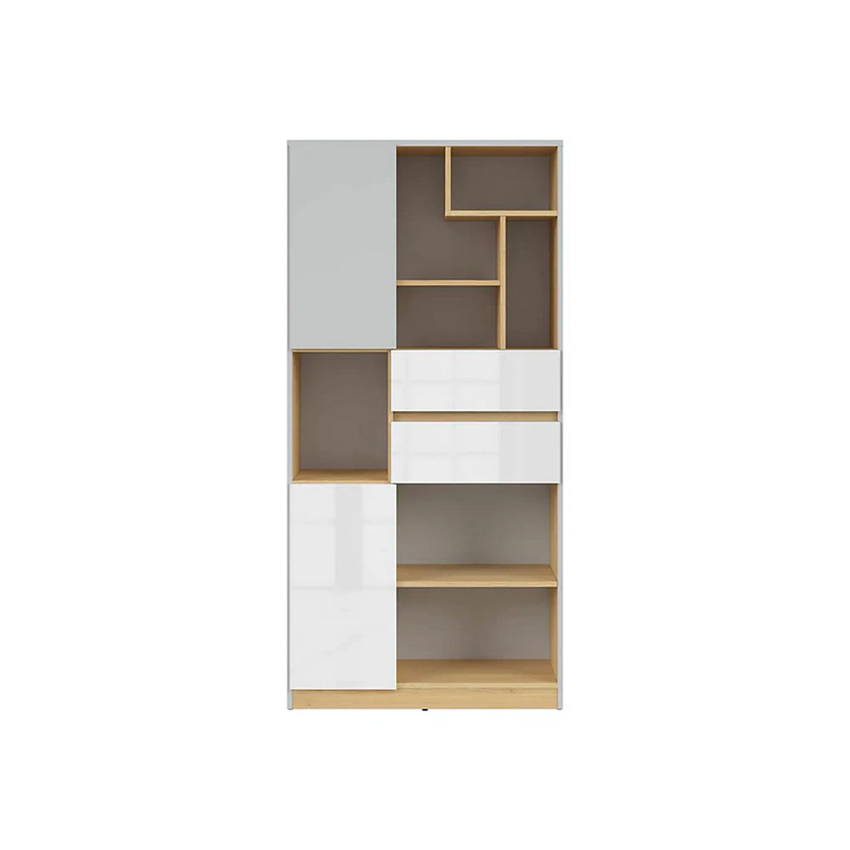 Biblioteca NANDU, gri deshis/stejar, PAL laminat, 80x39x164 cm