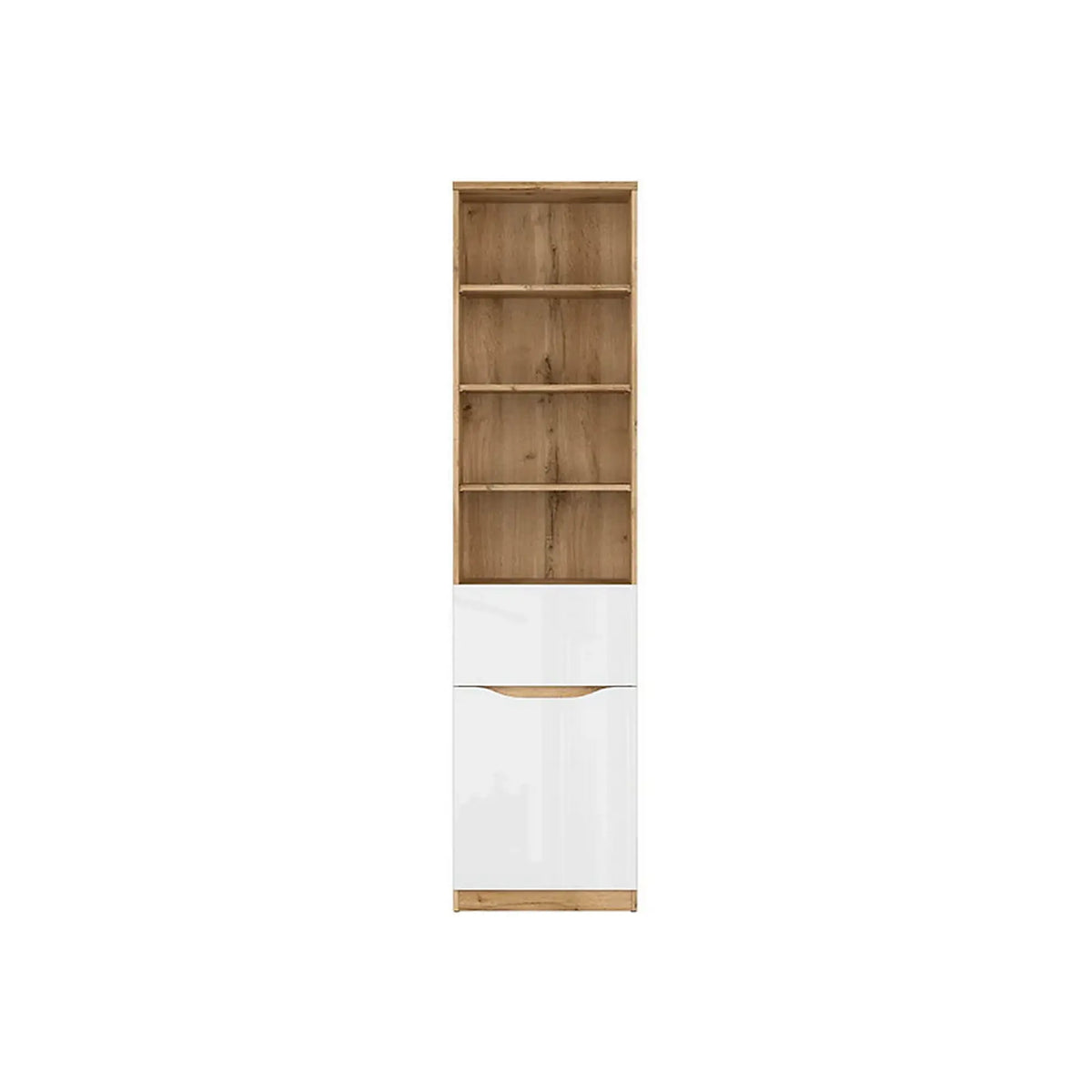 Biblioteca NUIS, stejar/alb, 50x40x198 cm