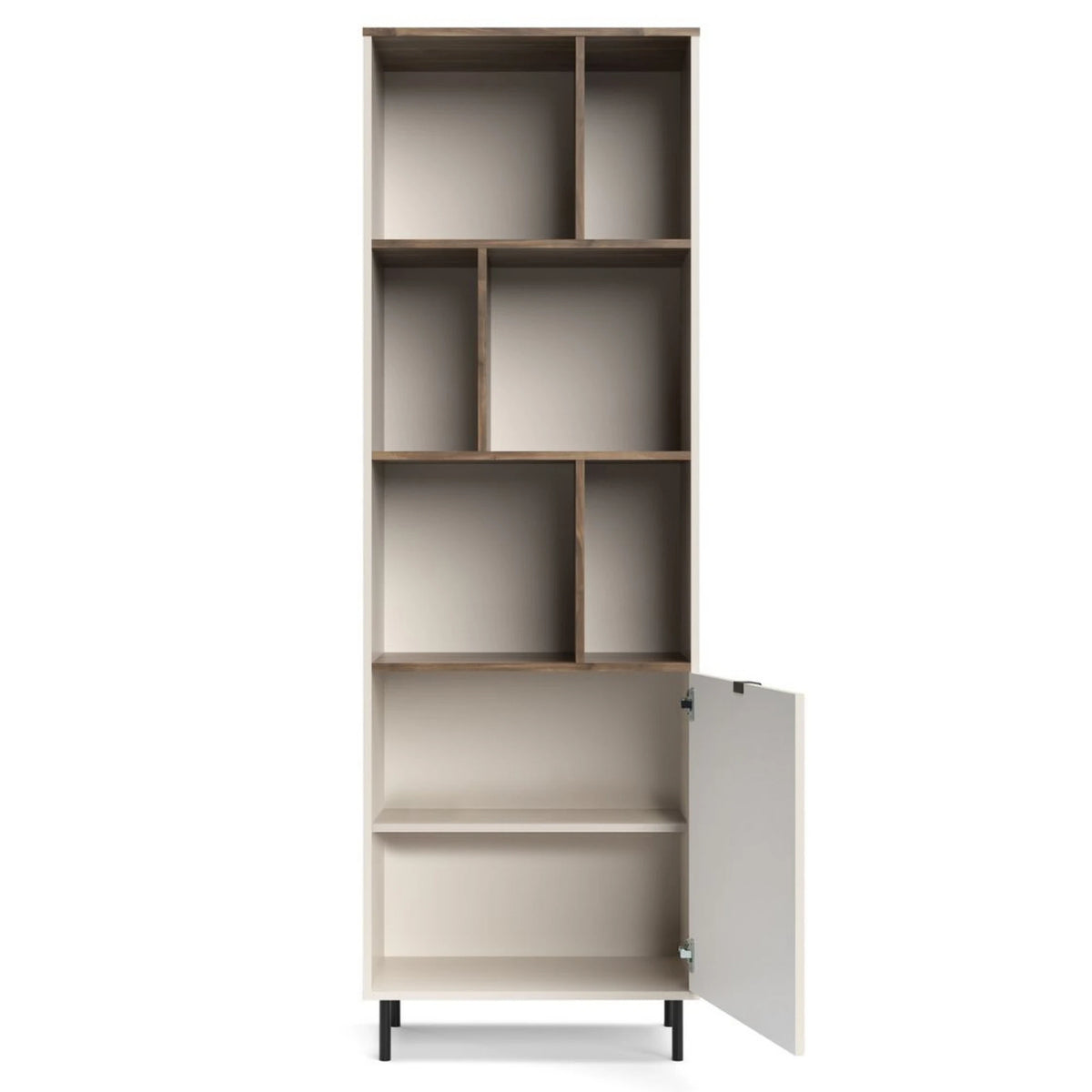 Biblioteca cu rafturi pentru carti EVO, casmir/stejar, PAL laminat, 63x40x195 cm