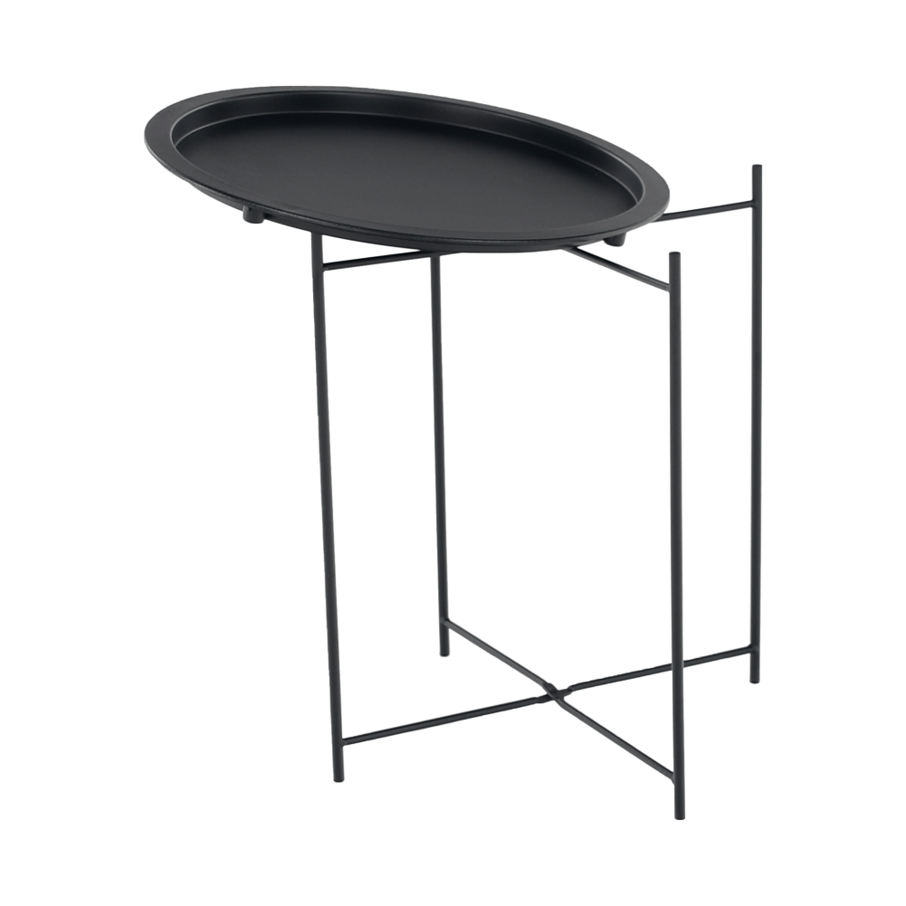 Masuta auxiliara cu tava detasabila RENDER, negru, metal, 47x47x50 cm