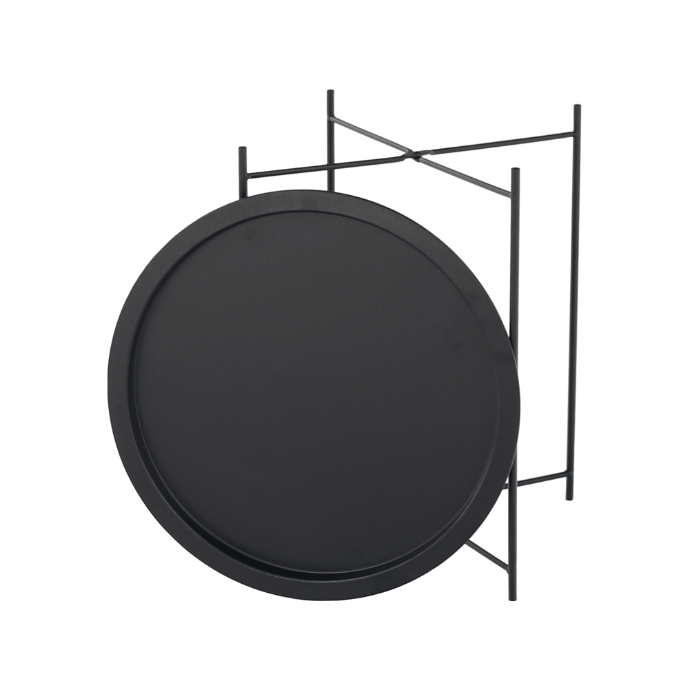 Masuta auxiliara cu tava detasabila RENDER, negru, metal, 47x47x50 cm