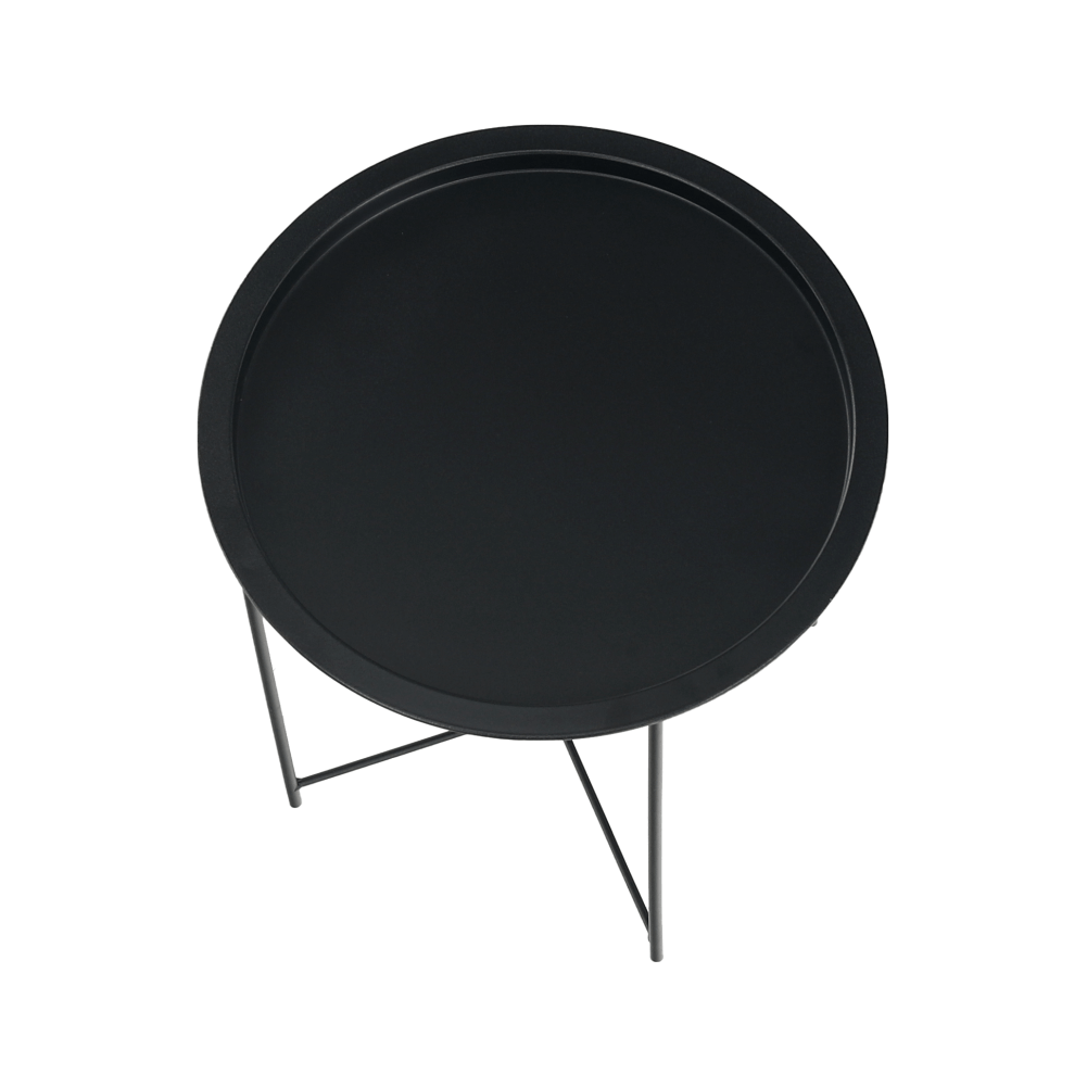 Masuta auxiliara cu tava detasabila RENDER, negru, metal, 47x47x50 cm