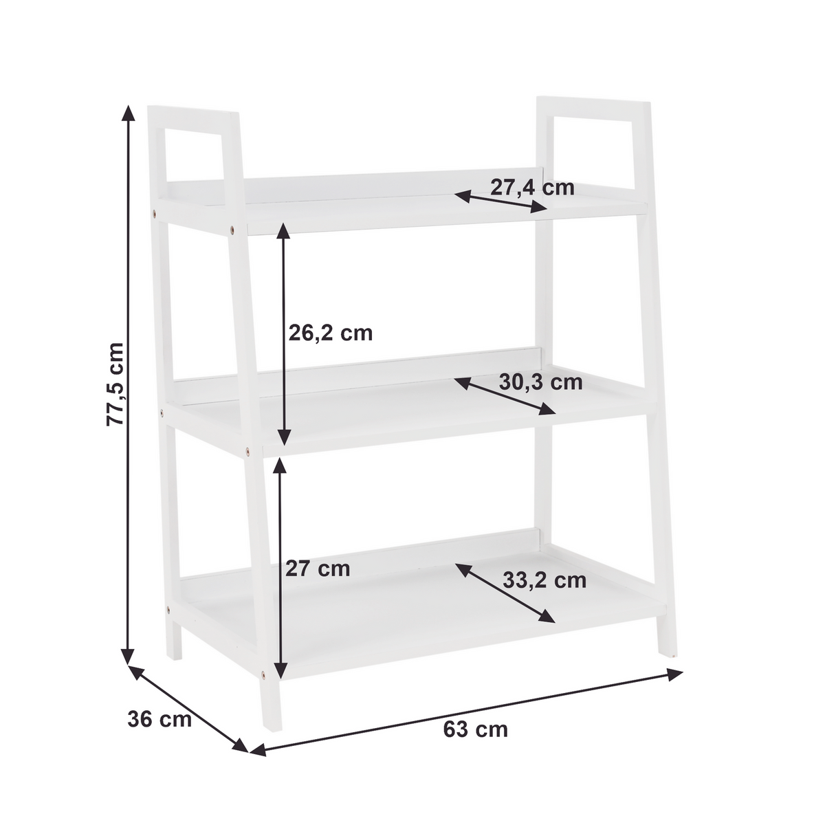 Etajera REON TYP 1, alb, 63x36x78 cm