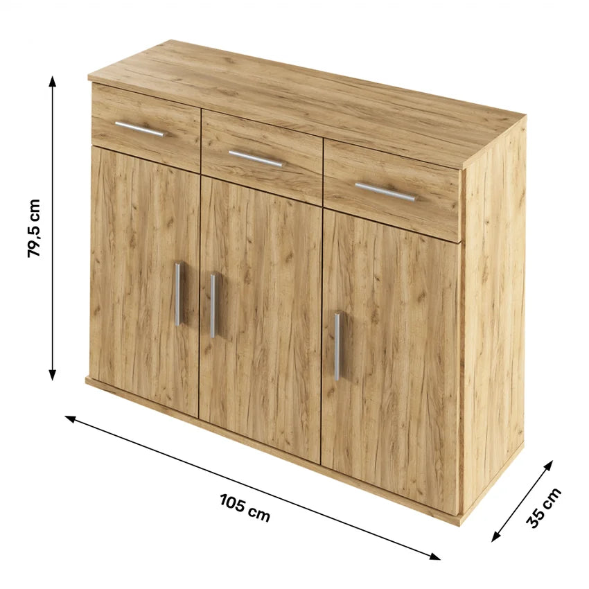 Comoda RESITA TYP 3, stejar artisan, DTD laminat, 105x35x80 cm
